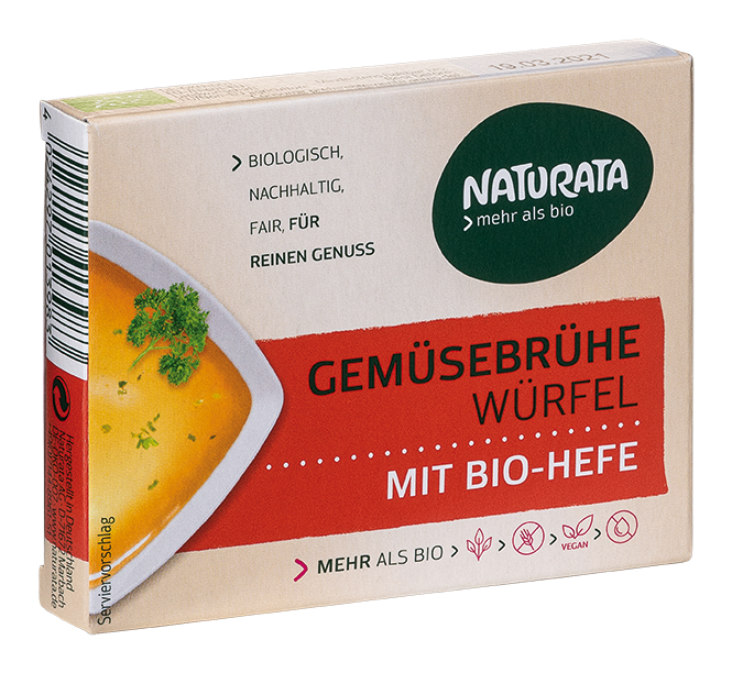 Naturata Gemüse-Brühwürfel mit Bio-Hefe, ohne Palmöl, 6x12g