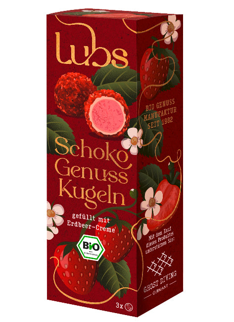 Lubs Schoko Genuss Kugeln Erdbeere - Bio, 38g