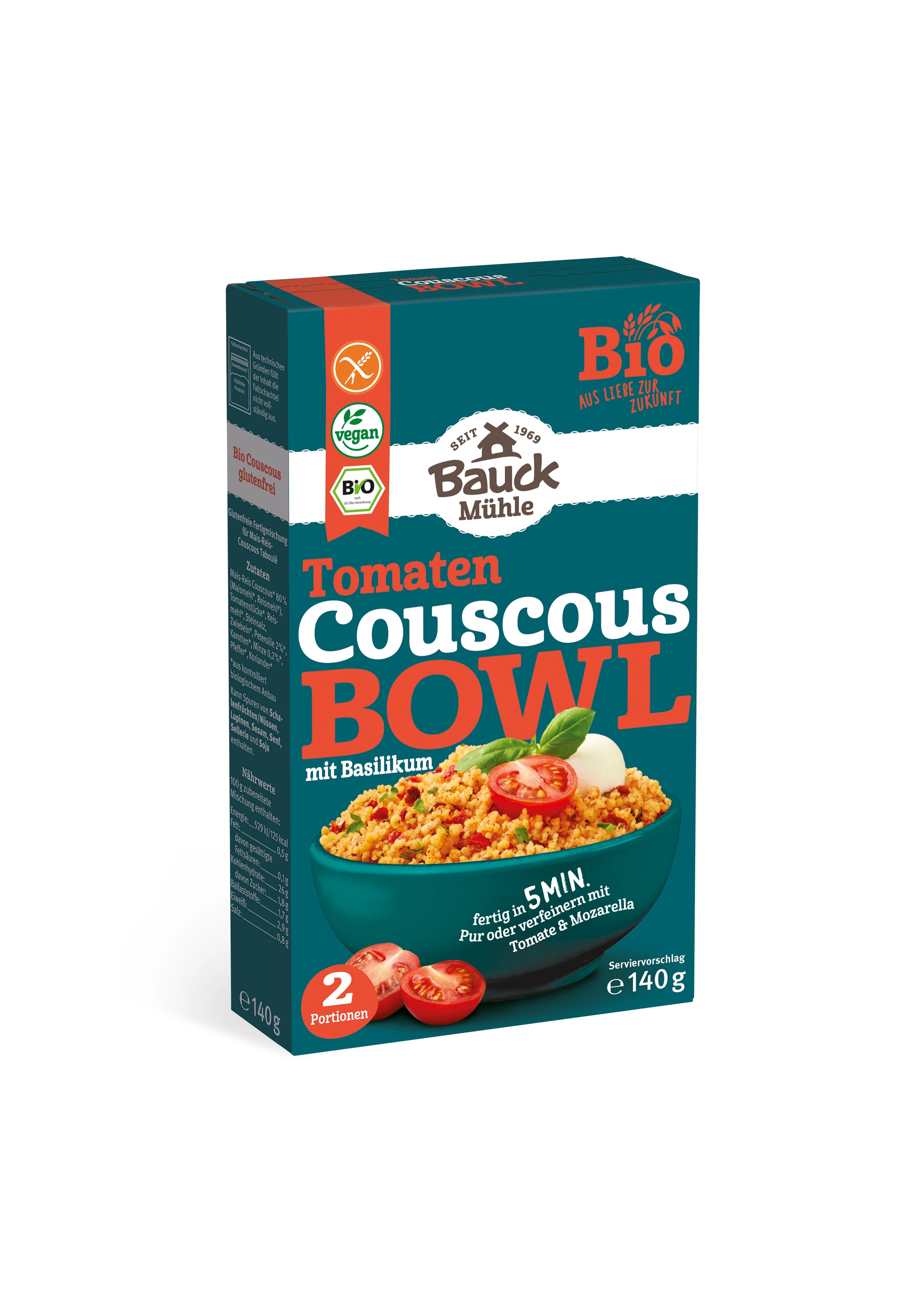 Bauck Bio Couscous Bowl Tomate - Vegan & Glutenfrei, 140g
