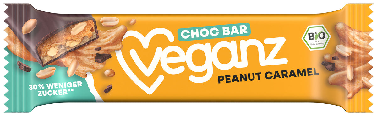 Veganz Bio Schoko Riegel Peanut Caramel, 50g