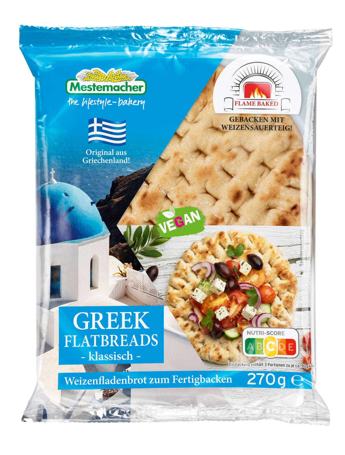 Mestemacher Greek Flatbreads klassisch - Vegan, 270g