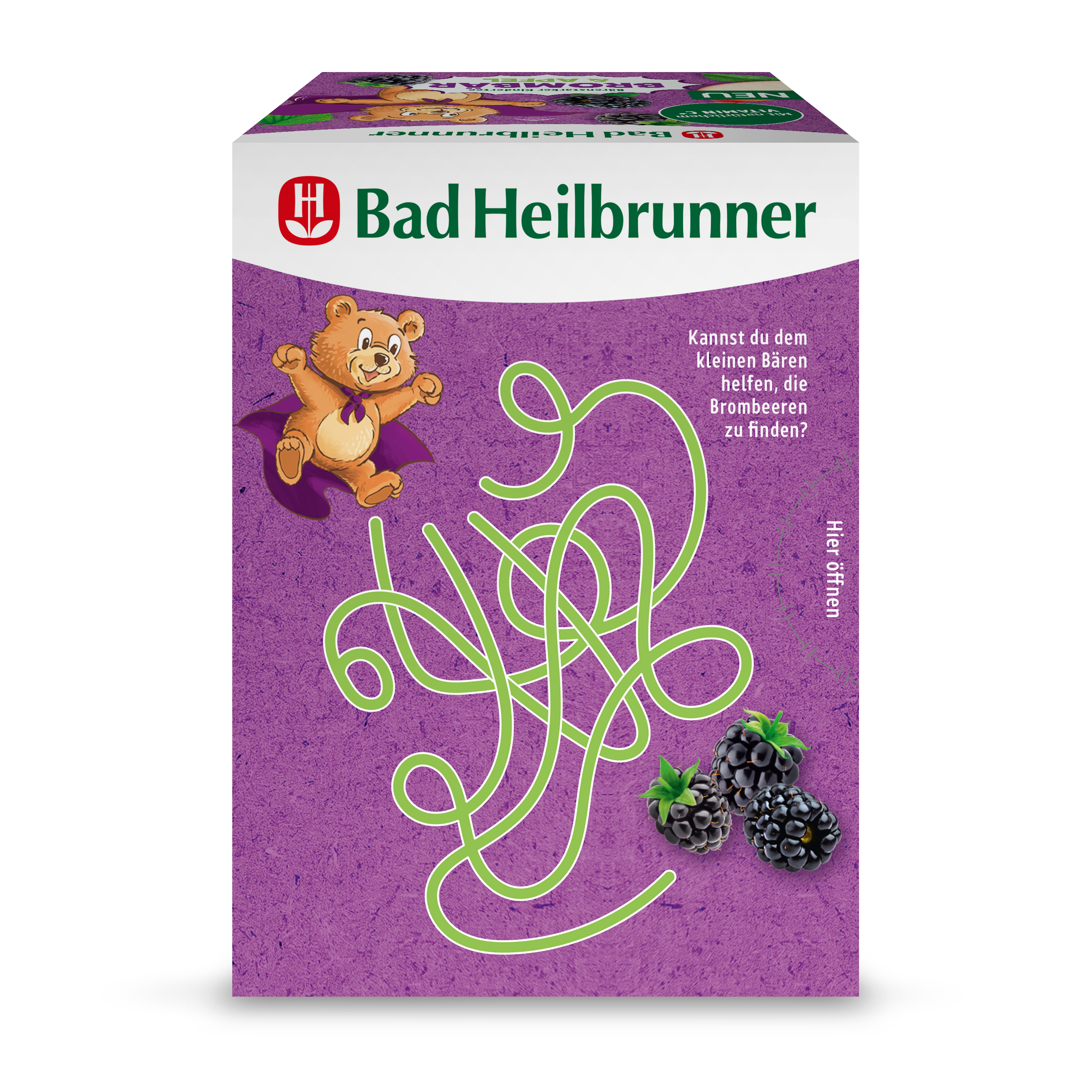 Bad Heilbrunner - Bärenstarker Kindertee Brombär & Apfel - Vegan & Bio, 15 Filterbeutel