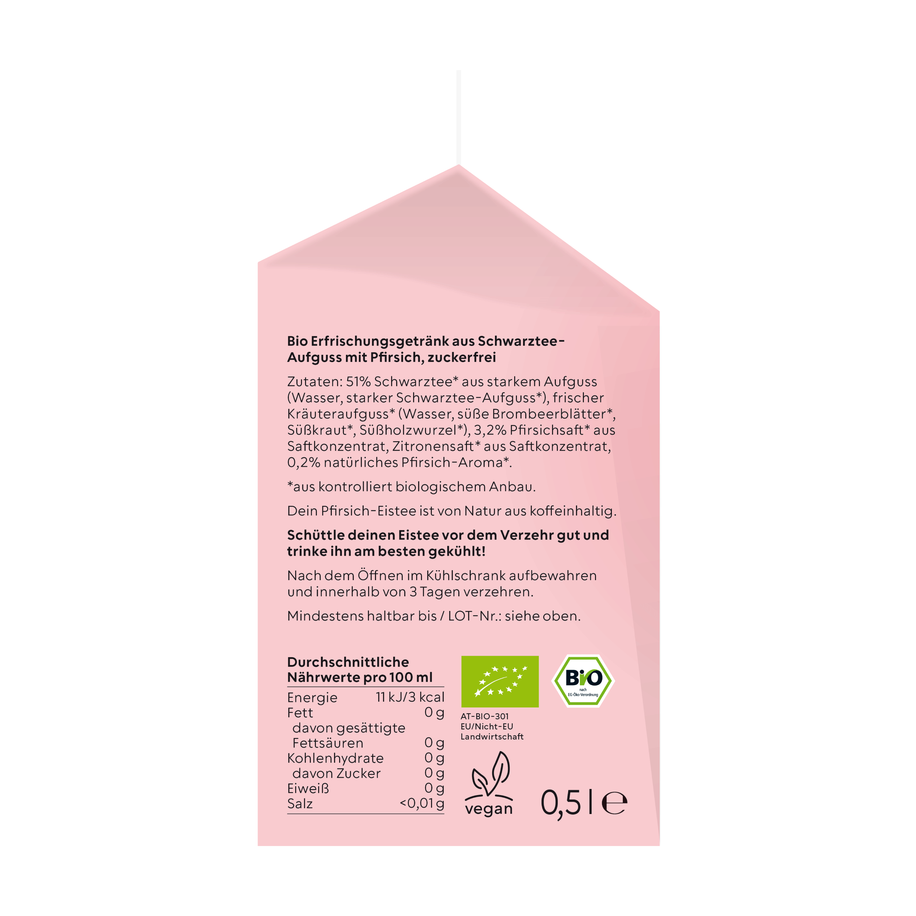 nosuga Bio Eistee Pfirsich & Schwarztee 500 ml