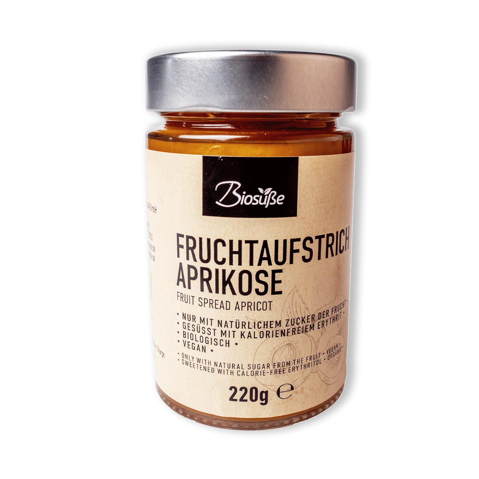 Biosüße Bio Fruchtaufstrich Aprikose - Vegan, 220g