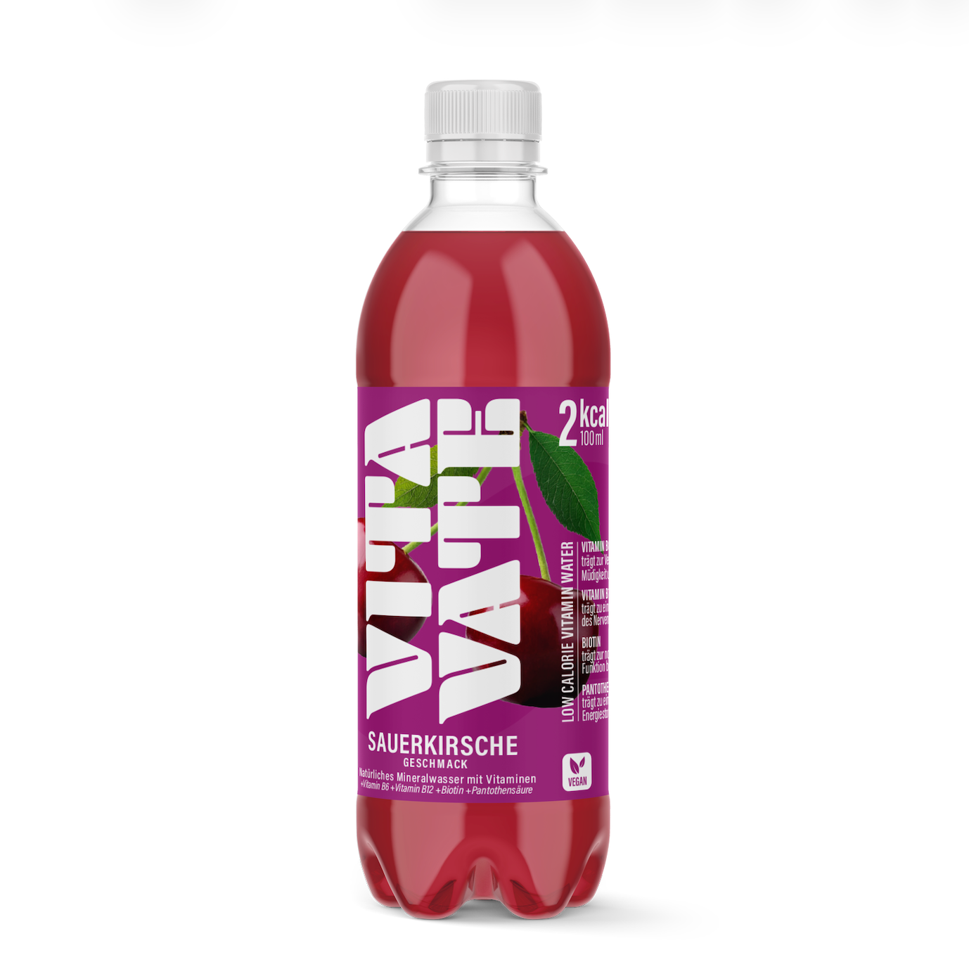 VitaVate, Vitaminwasser Sauerkirsche, Vegan & Mit B12, 500 ml