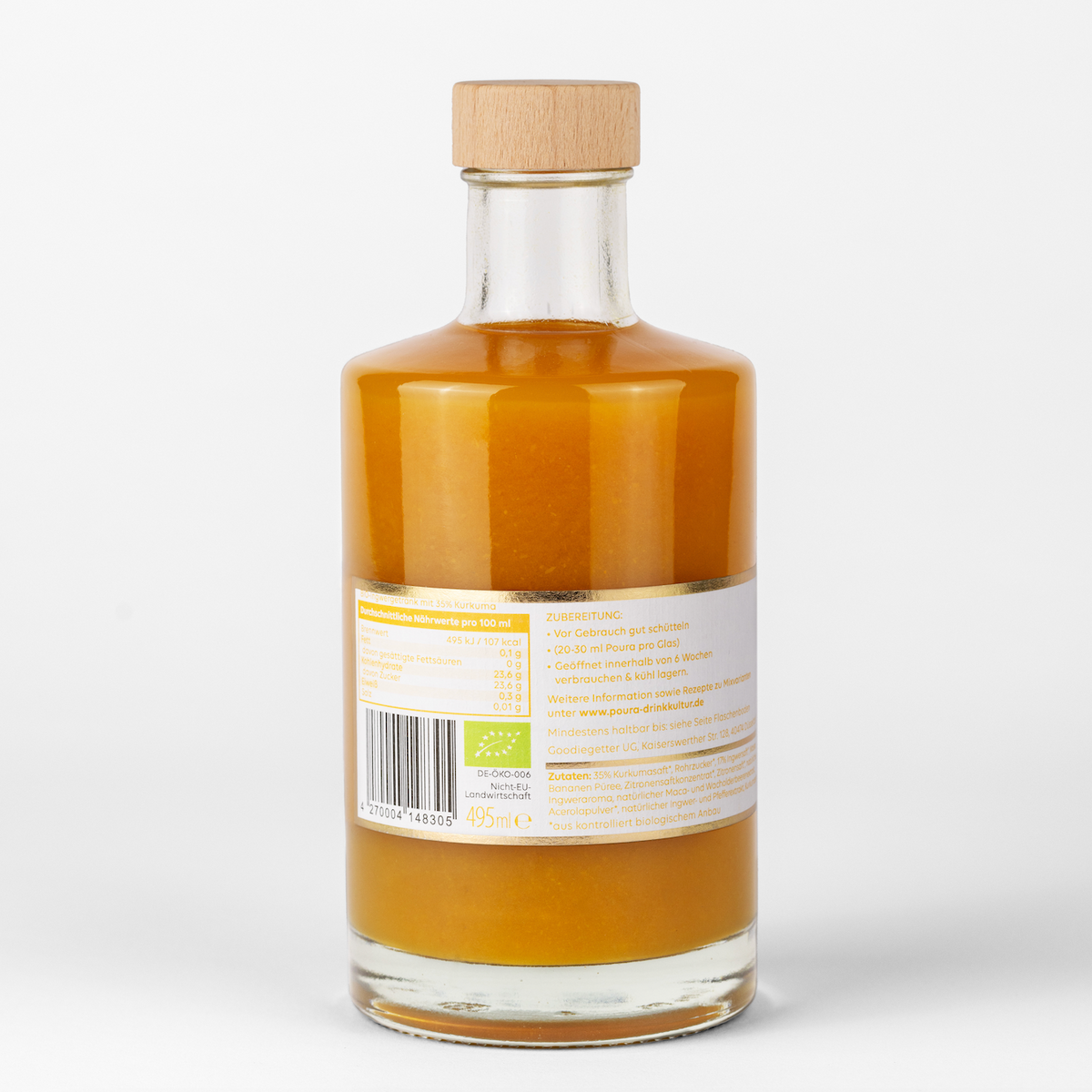 Poura Bio Kurkumasirup mit 35% Kurkumasaft, 495ml