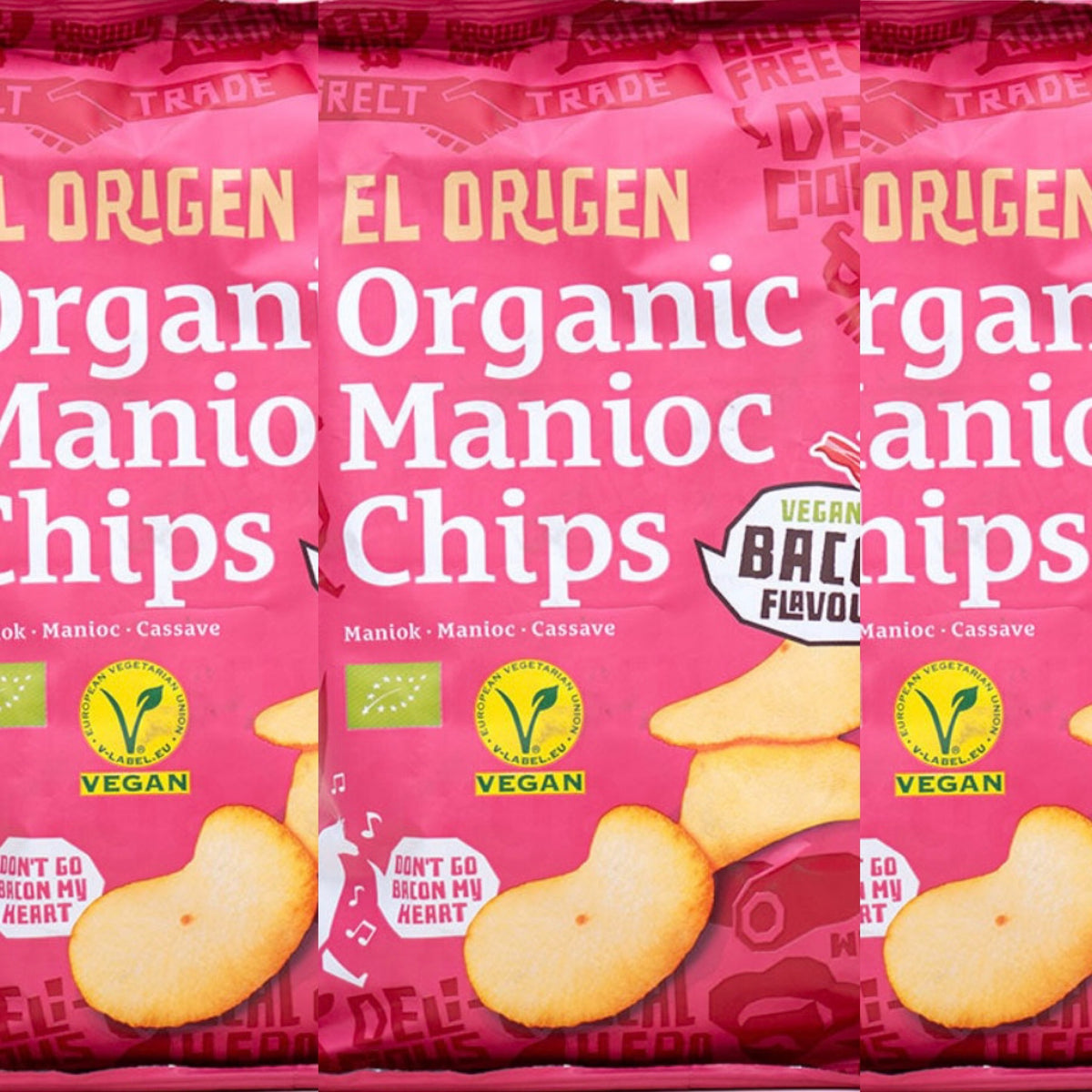 elOrigen Bio Manioc Chips mit Bacon-Geschmack 12x60g