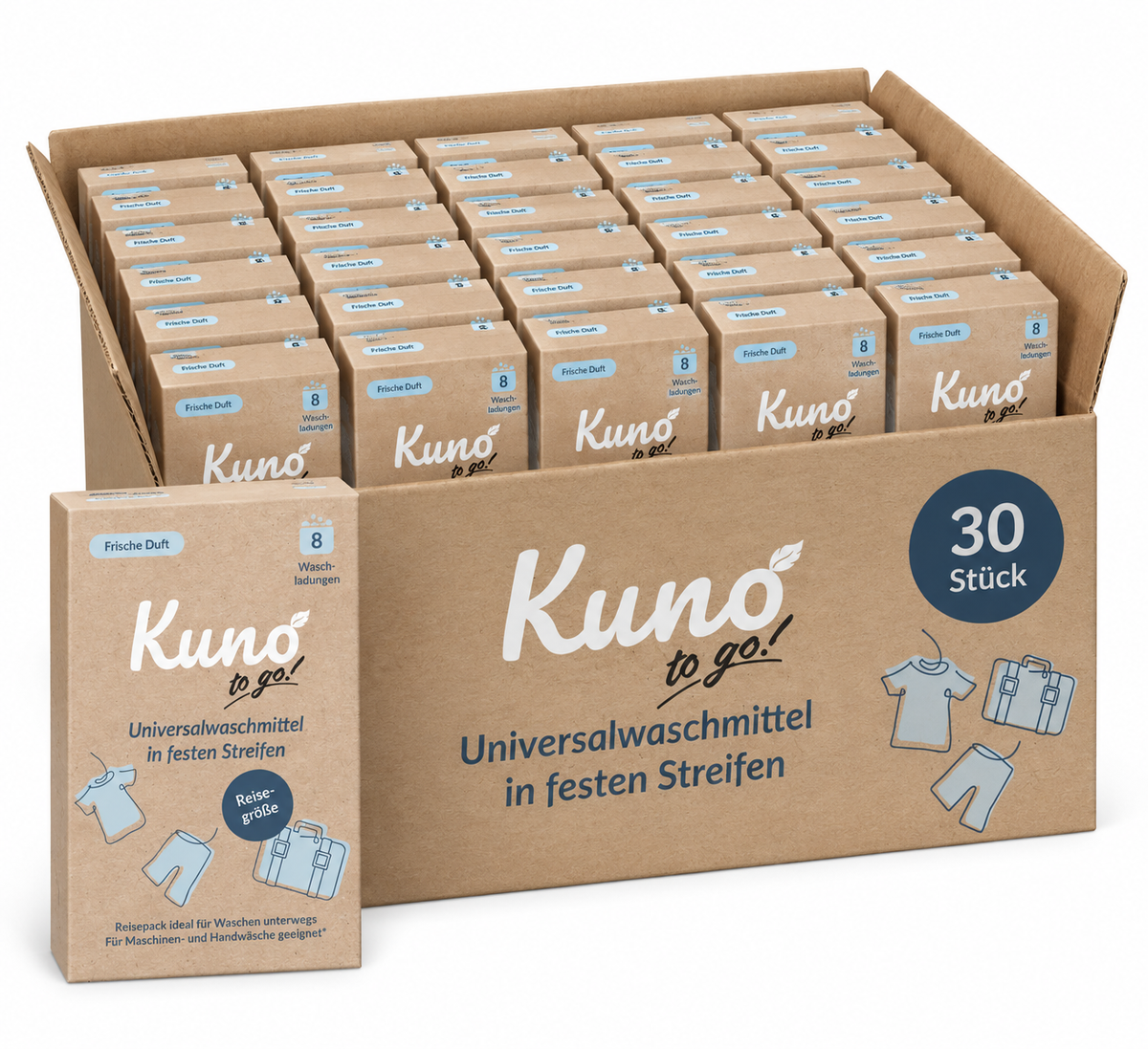 Kuno Universal Waschmittel Blätter, Multipack: 30 x 8 Waschladungen