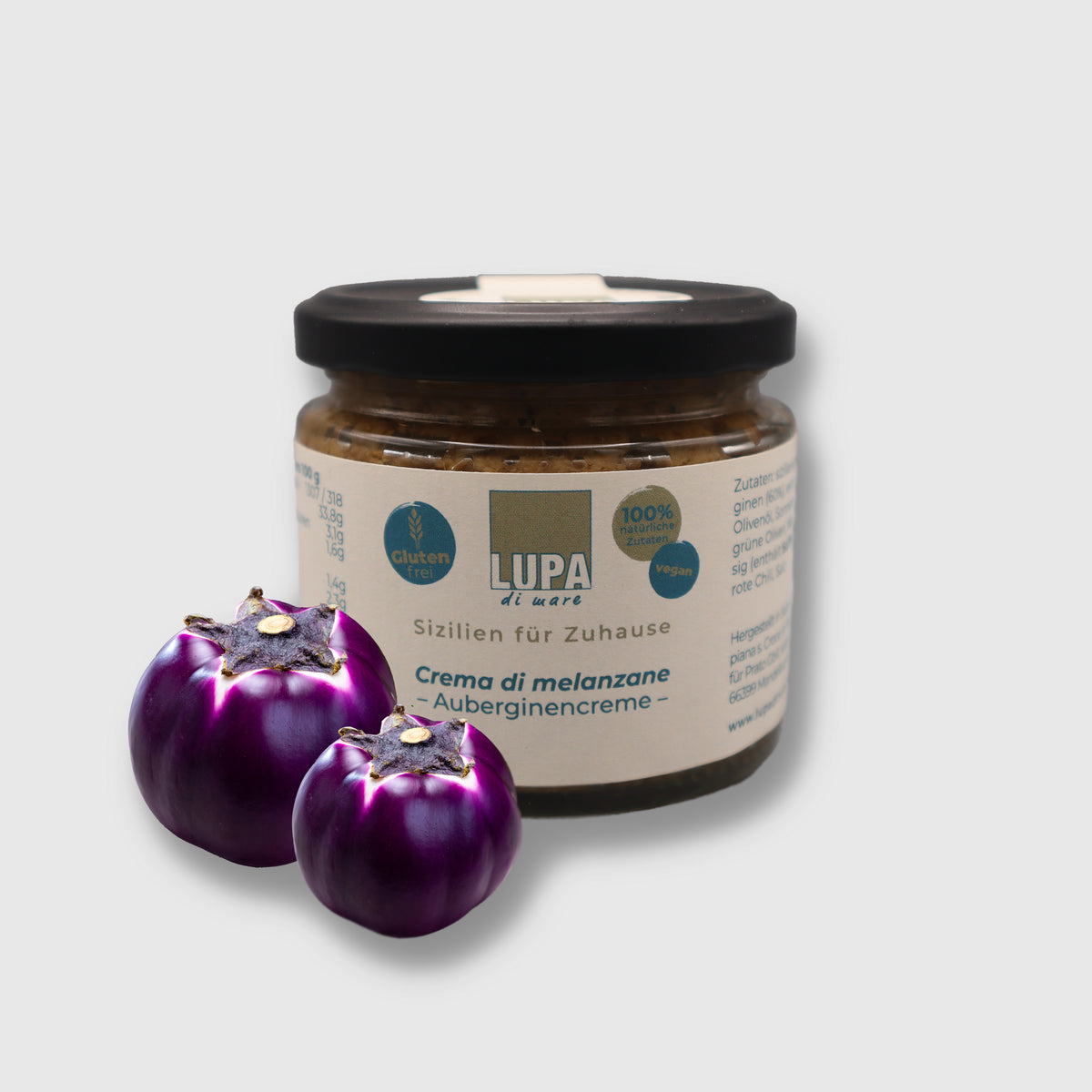 Lupa Di Mare Crema Di Melanzane - Auberginecreme - Vegan & Glutenfrei, 190g