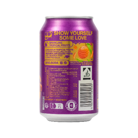XO Soda, Sparkling Tropical Fruits, 330 ml