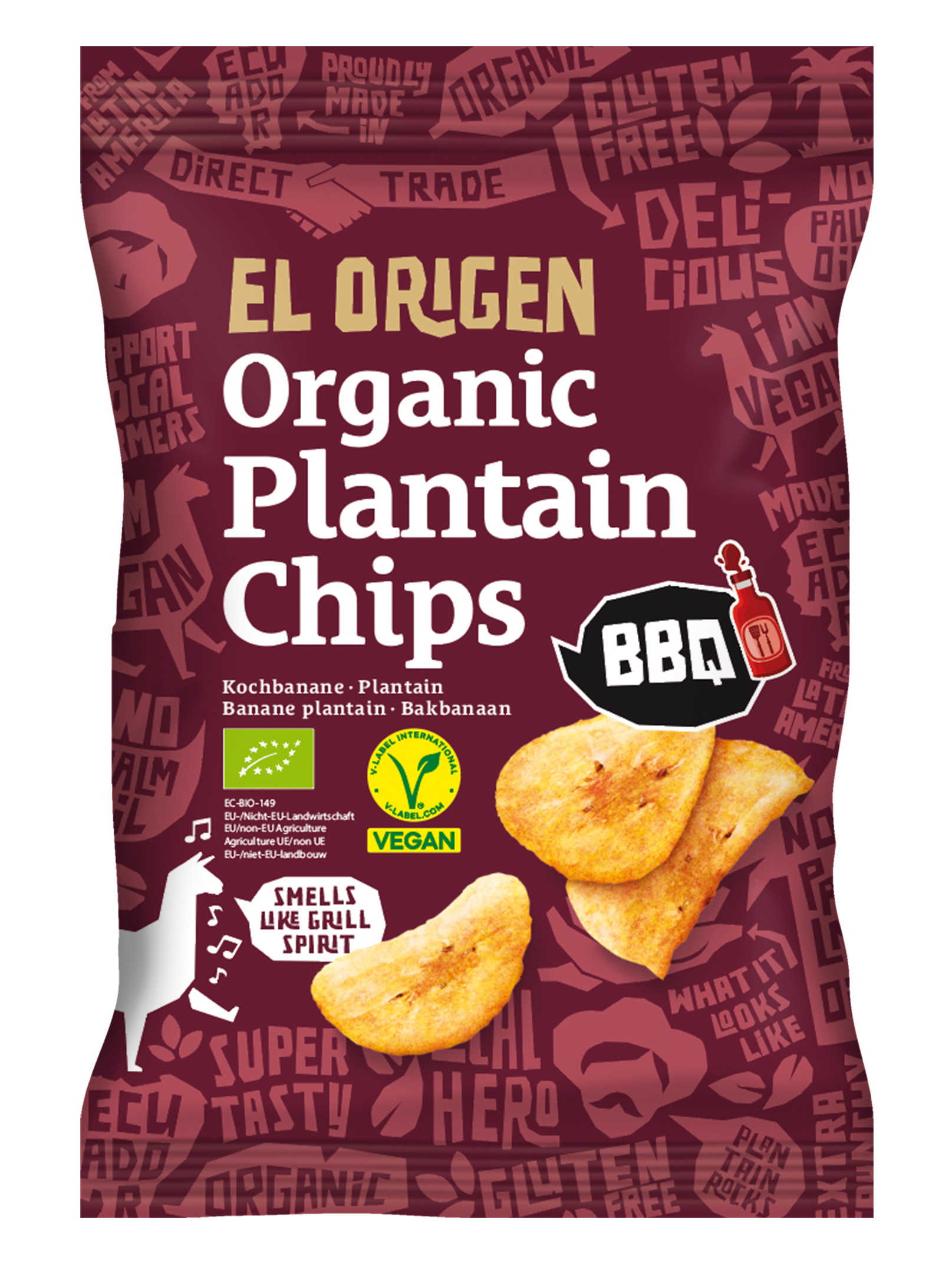 el Origen Kochbananen Chips BBQ - Bio & Vegan, 80 g