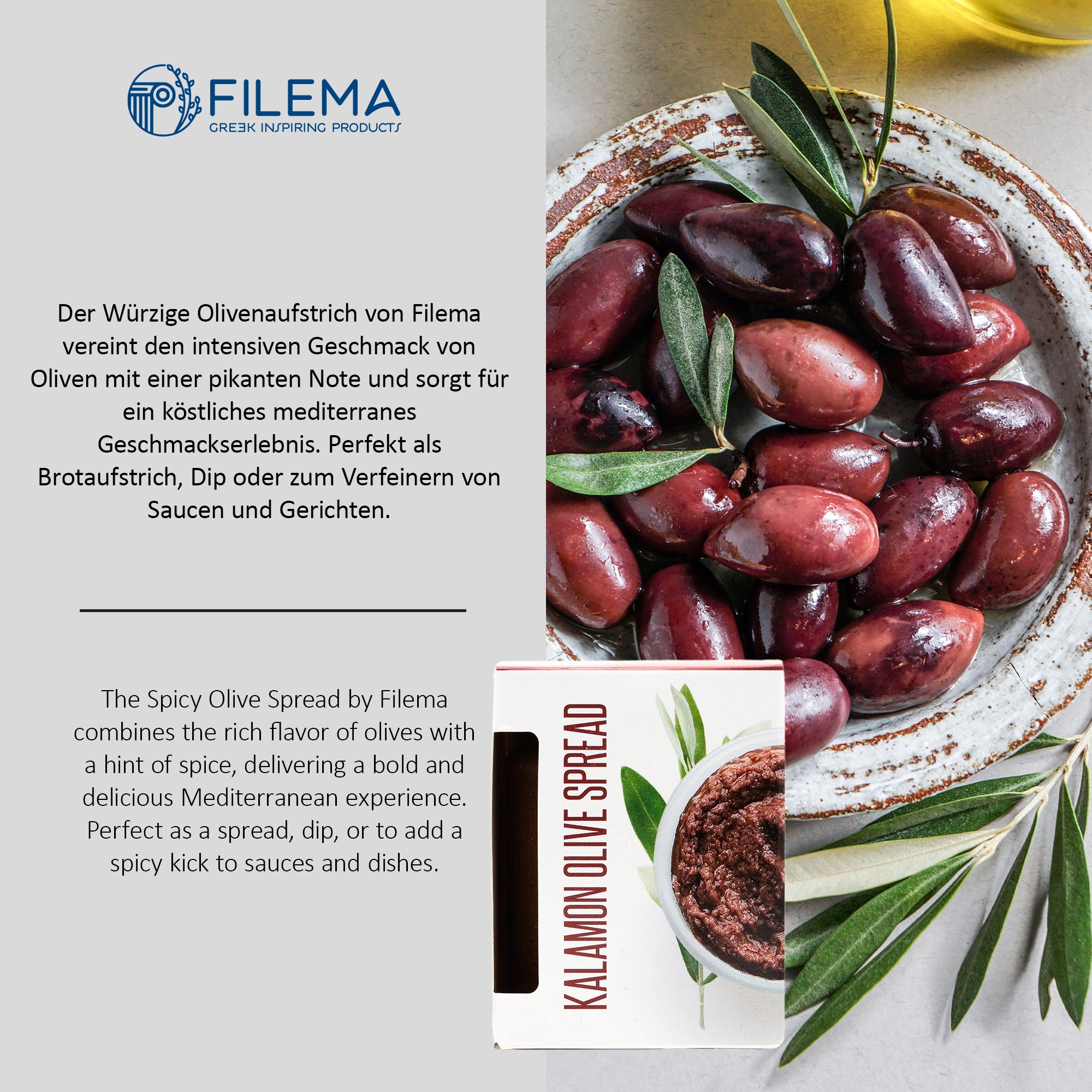 FILEMA Kalamon Olivenaufstrich - Vegan, 100g