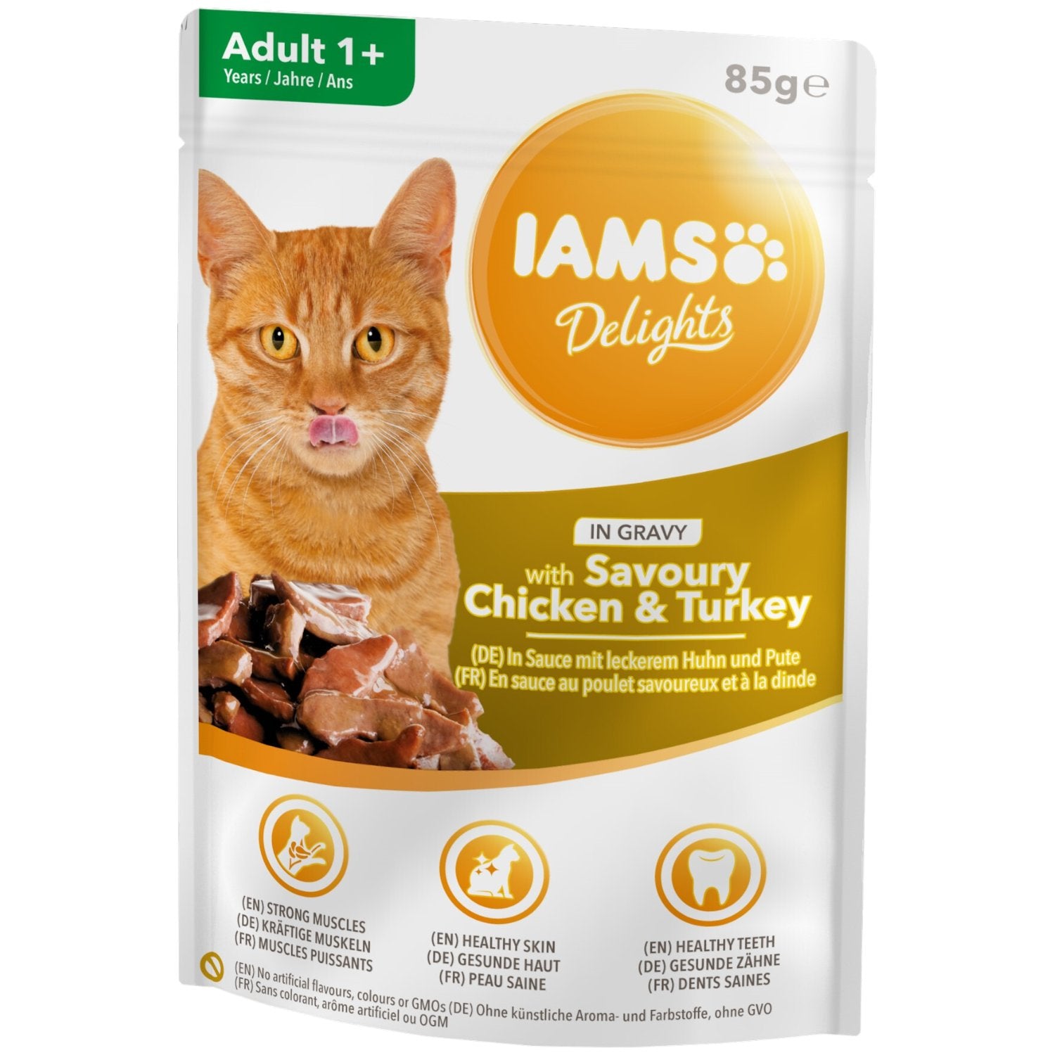 IAMS Katzenfutter Huhn & Pute in Sauce – Adult, 85 g