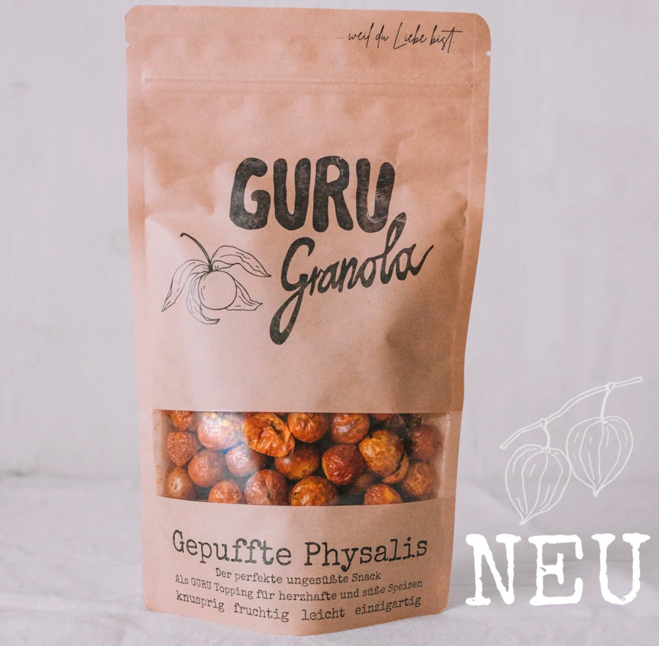 Guru Granola Gepuffte Physalis - knusprig erfrischender Snack, 20g