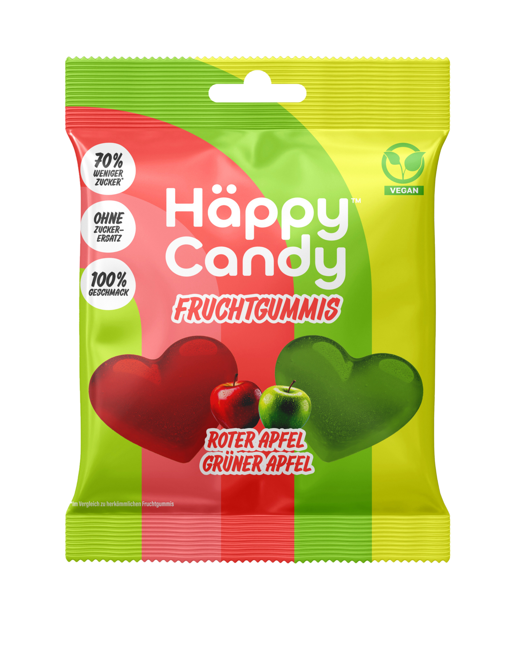 Häppy Candy - Vegane Fruchtgummis Grüner & Roter Apfel, 20x20g
