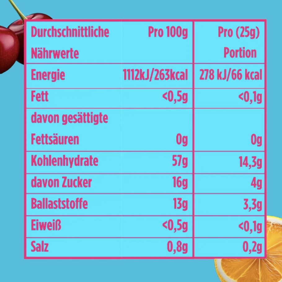 Häppy Candy - Vegane Fruchtgummis Kirsche & Zitrone, 20x20g