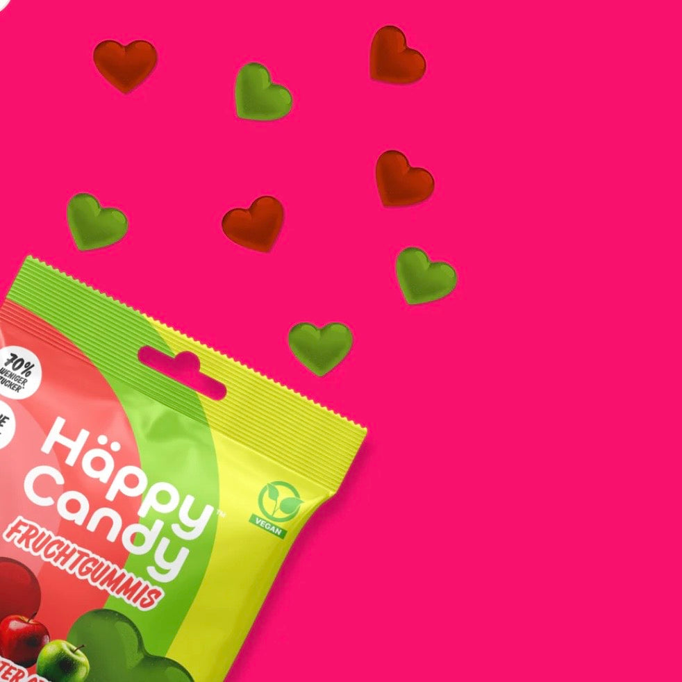 Häppy Candy - Vegane Fruchtgummis Grüner & Roter Apfel, 20x20g