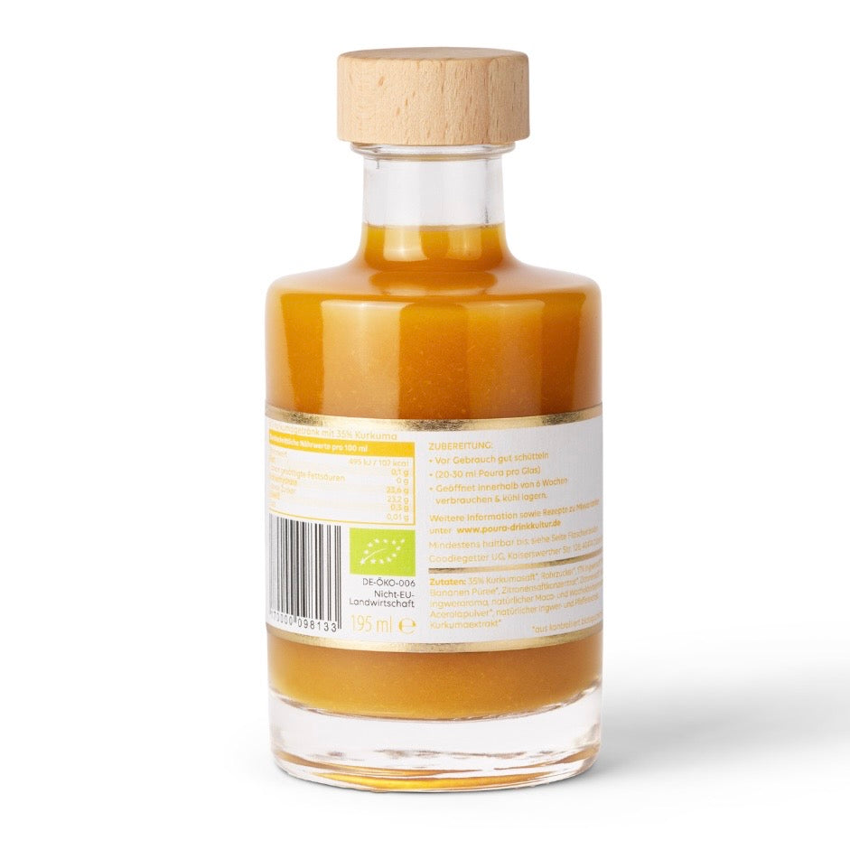 Poura Bio Kurkumasirup mit 35% Kurkumasaft, 195ml