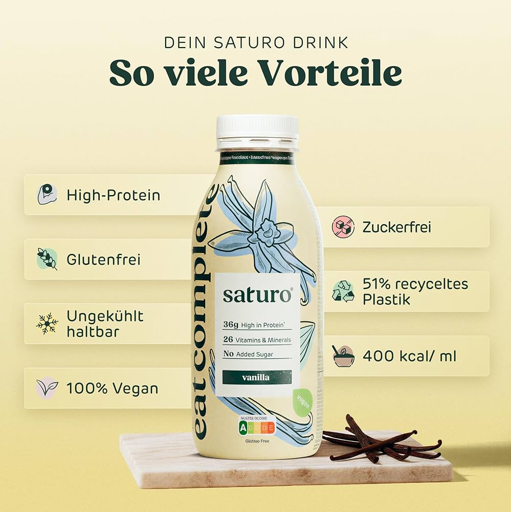 Saturo Ready-to-Drink Vanille - Vegan, 400ml