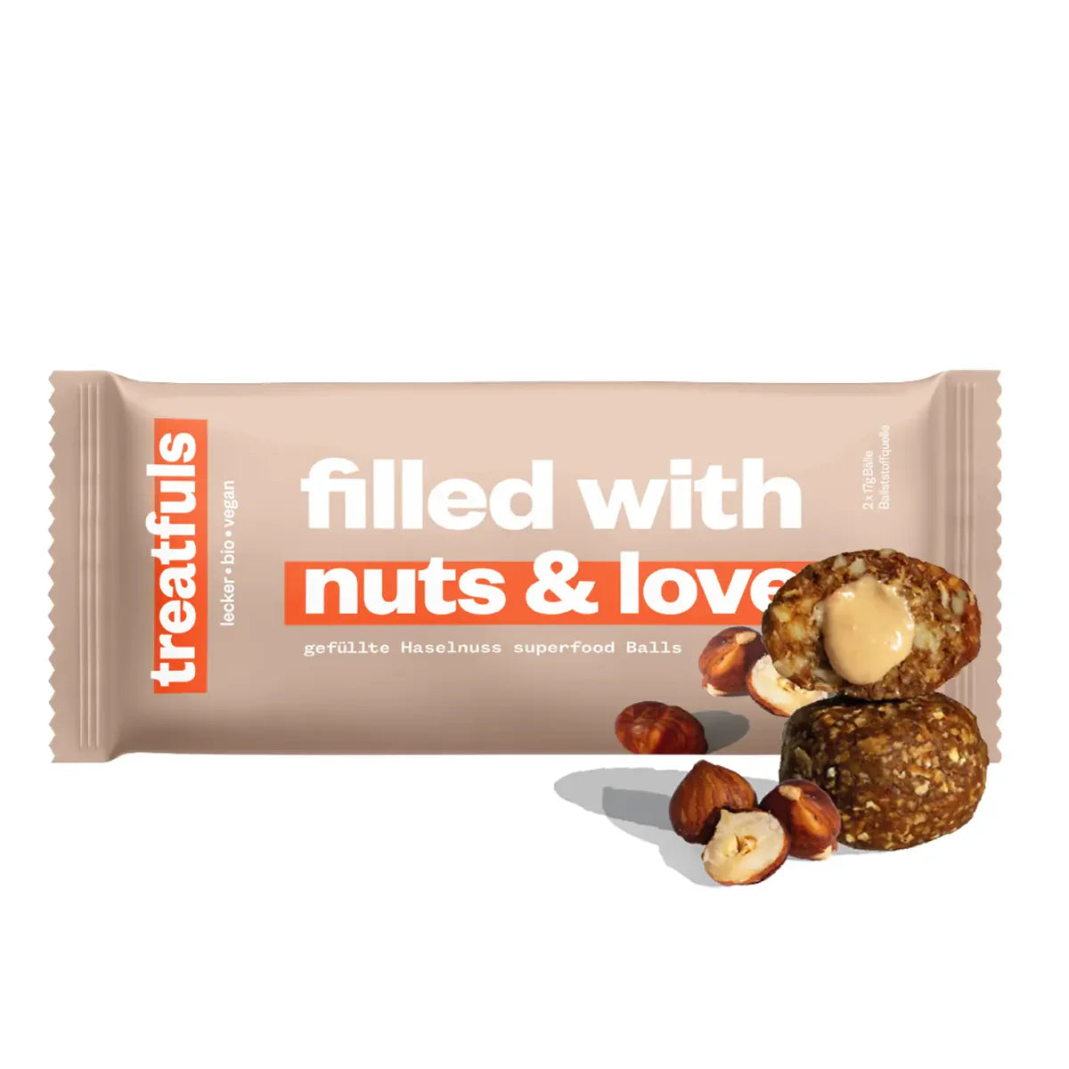 Treatfuls - Filled with Nuts and Love - Haselnuss Superfood Balls - Vegan & Bio, 34g