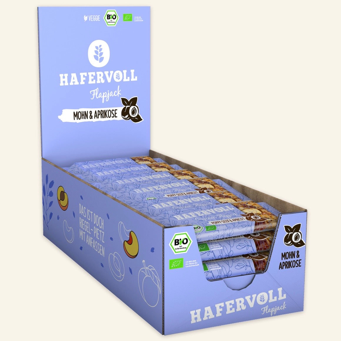 Hafervoll Poppy Seed & Apricot Flapjack - Bio & Palmölfrei, 60 g
