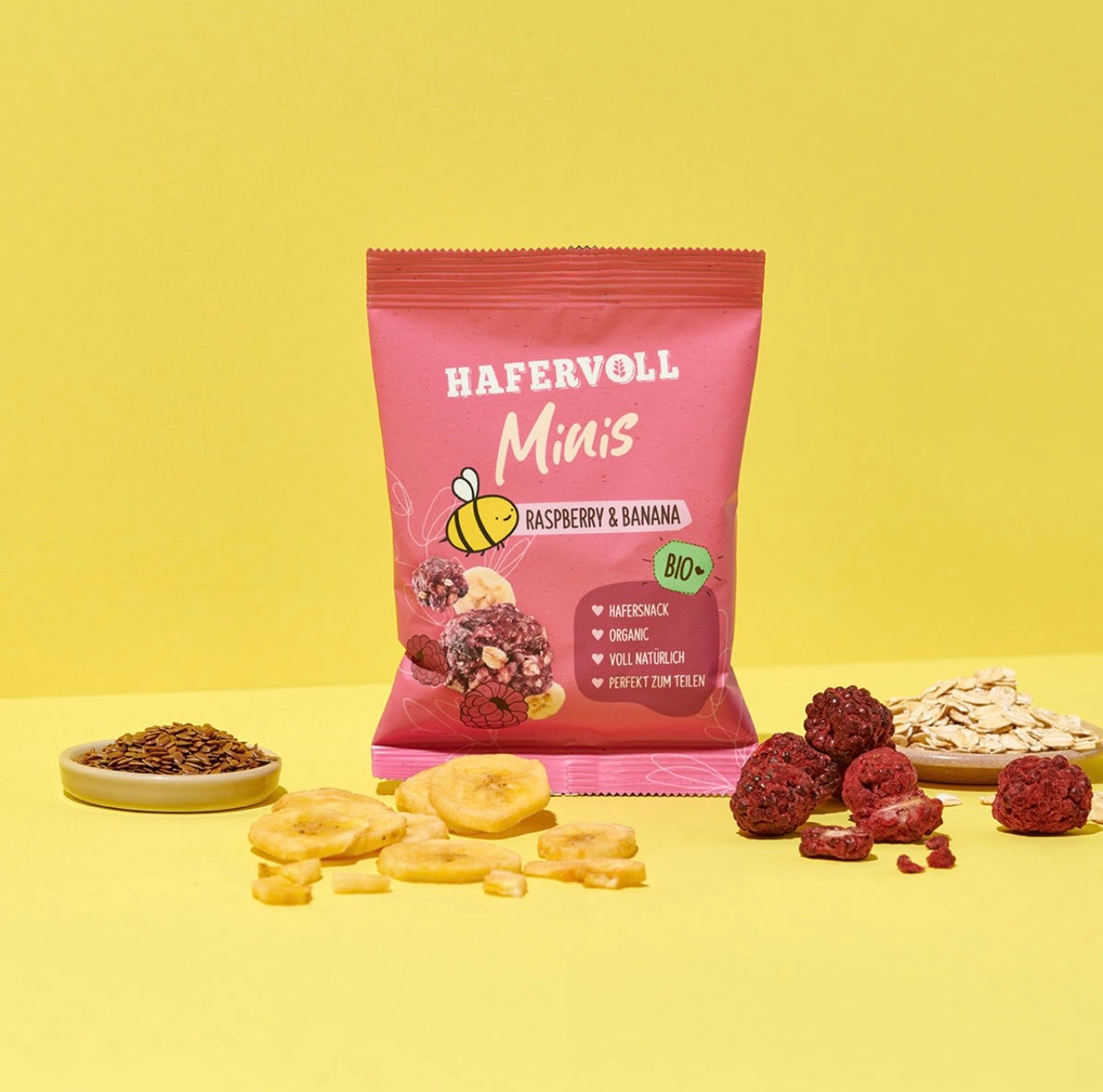 Hafervoll Raspberry & Banane Minis - Bio & Palmölfrei, 65 g