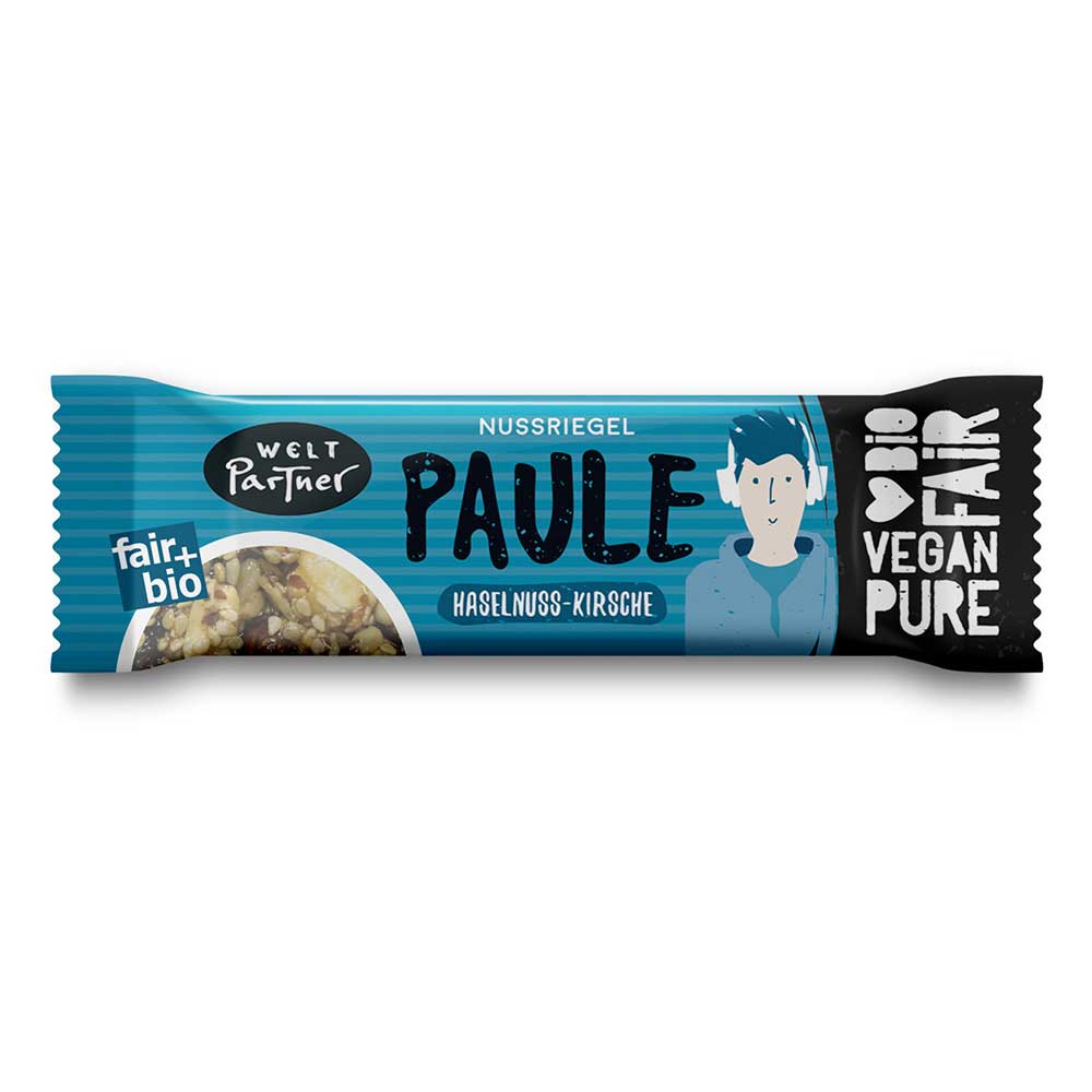 WeltPartner Nussriegel Paule, Haselnuss-Kirsche - Bio & Vegan, 35g