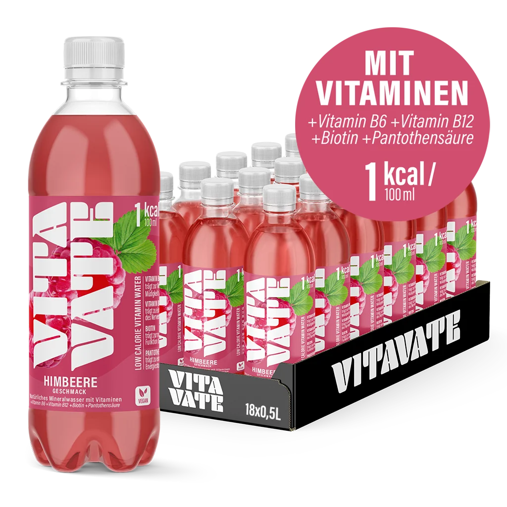 VitaVate, Vitaminwasser Himbeere - Vegan & Mit B12, 500ml