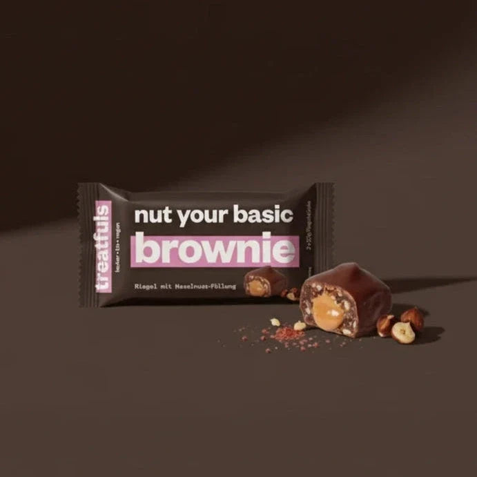 Treatfuls - Nut Your Basic Brownie - Riegel mit Haselnuss-Füllung - Vegan & Bio, 40g