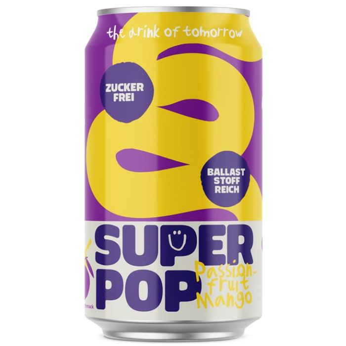 Super pop Passionfruit-Mango - Vegan & Zuckerfrei, 330 ml