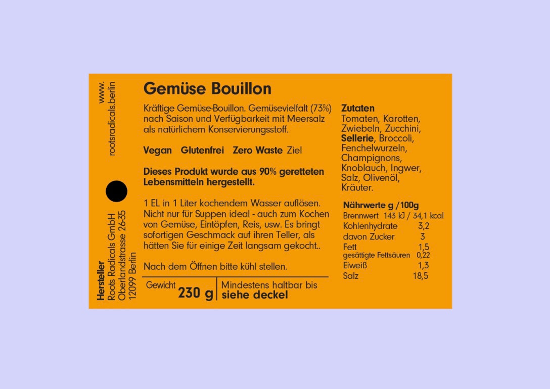 RootsRadicals Gemüse-Bouillon, 230g - vegan und natürlich