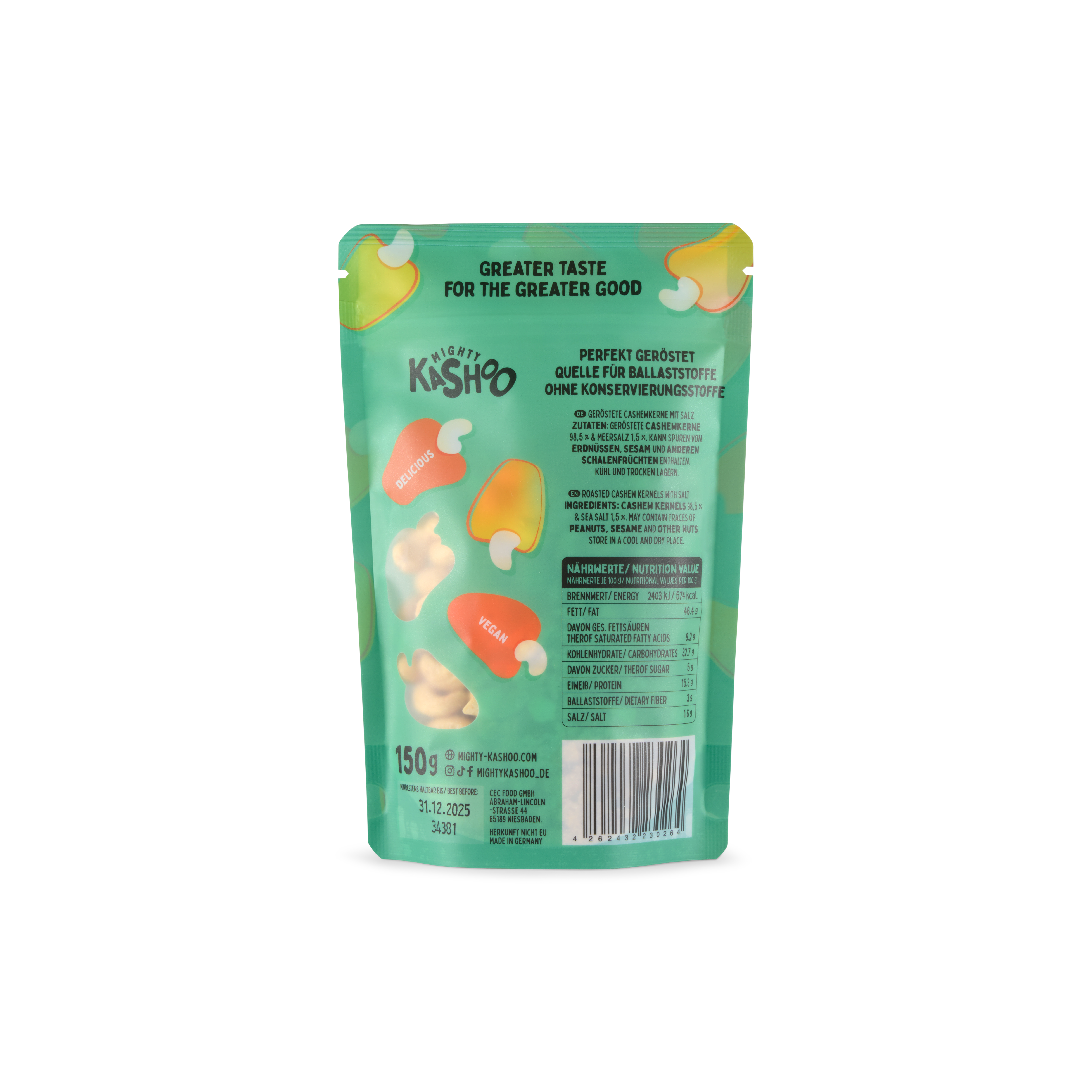 MightyKashoo Cashewkerne geröstet & gesalzen, 150g