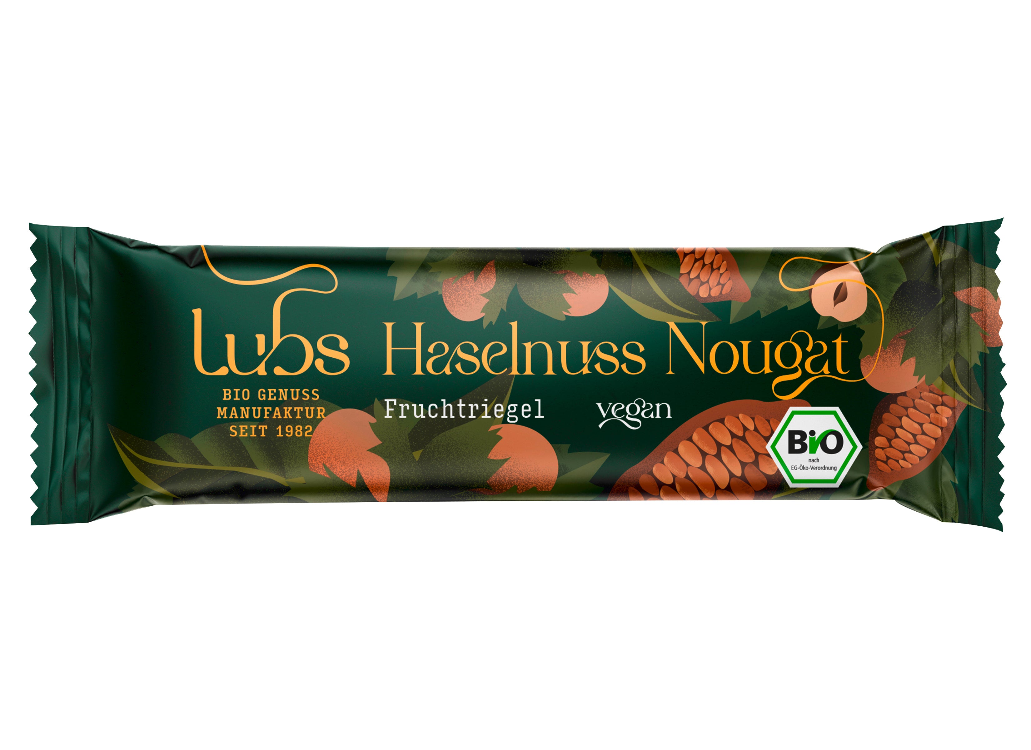Lubs Haselnuss-Nougat Fruchtriegel - Bio & Vegan, 40g