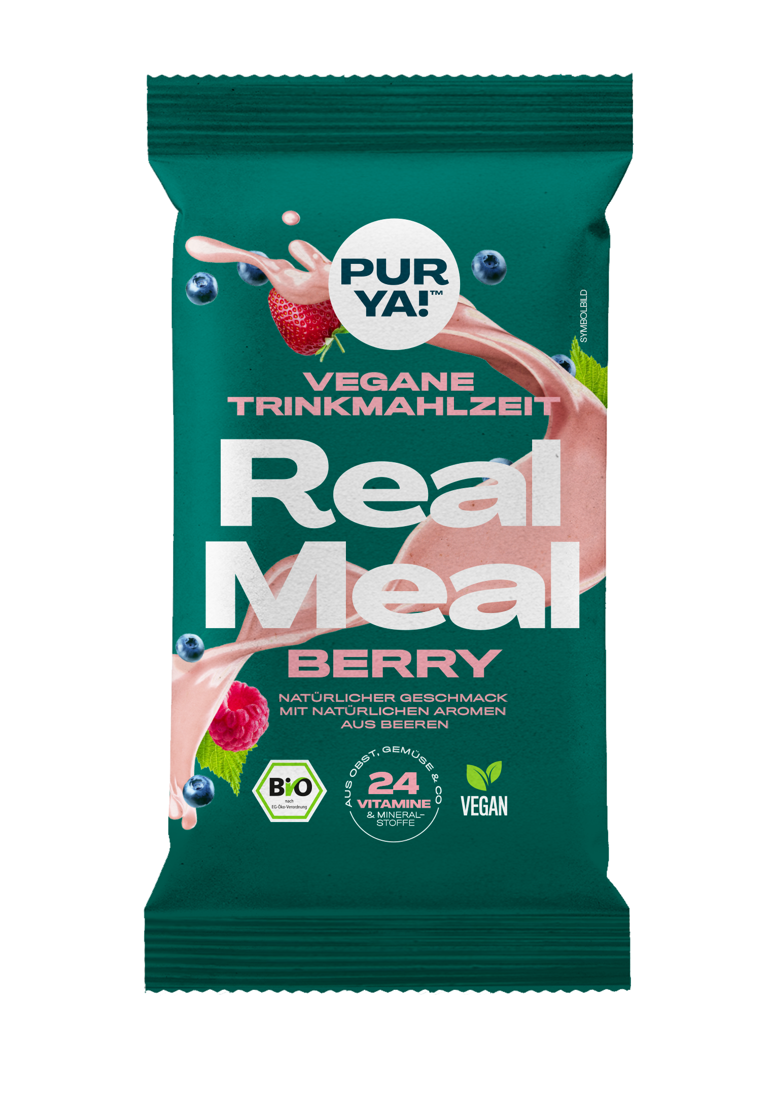 PURYA BIO Trinkmahlzeit Pulver Berry - Vegan & Glutenfrei, 110g