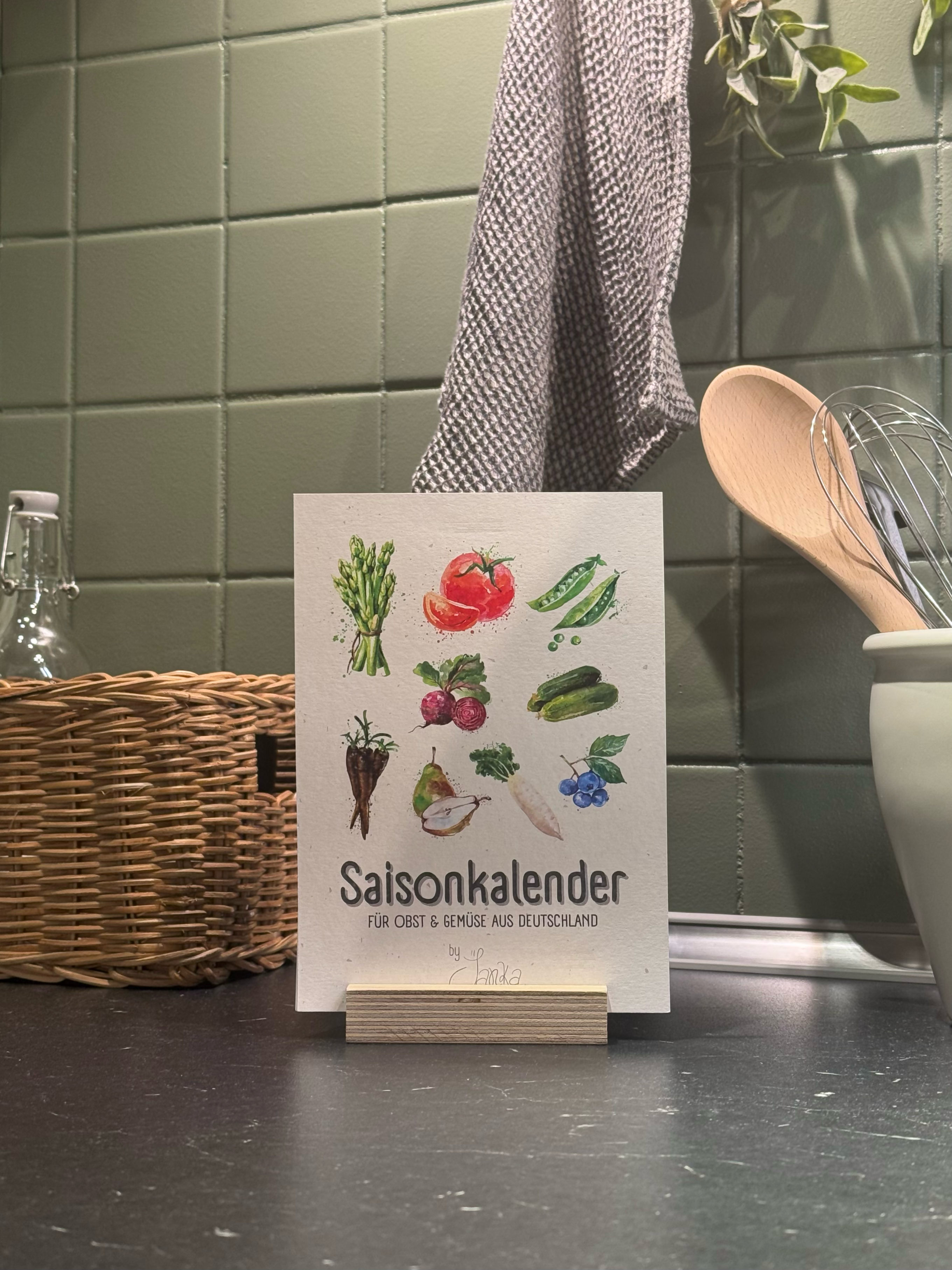 Saisonkalender Titelbild in Holzleiste