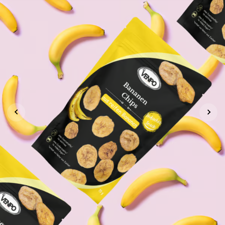 Venpo Bananen Chips aus Reifen Bananen, 70g
