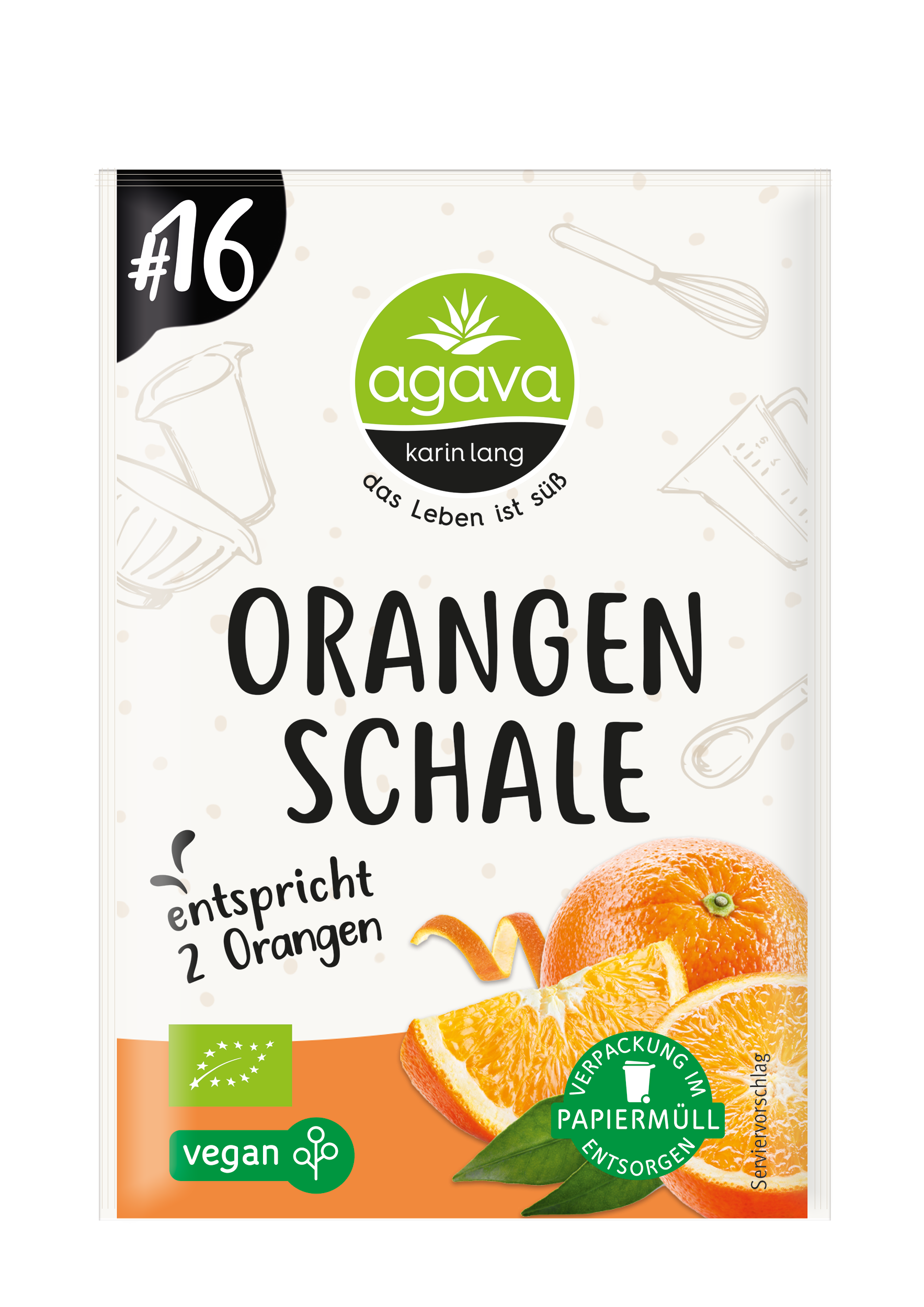 Agava Bio Geriebene Orangenschale 16x10g