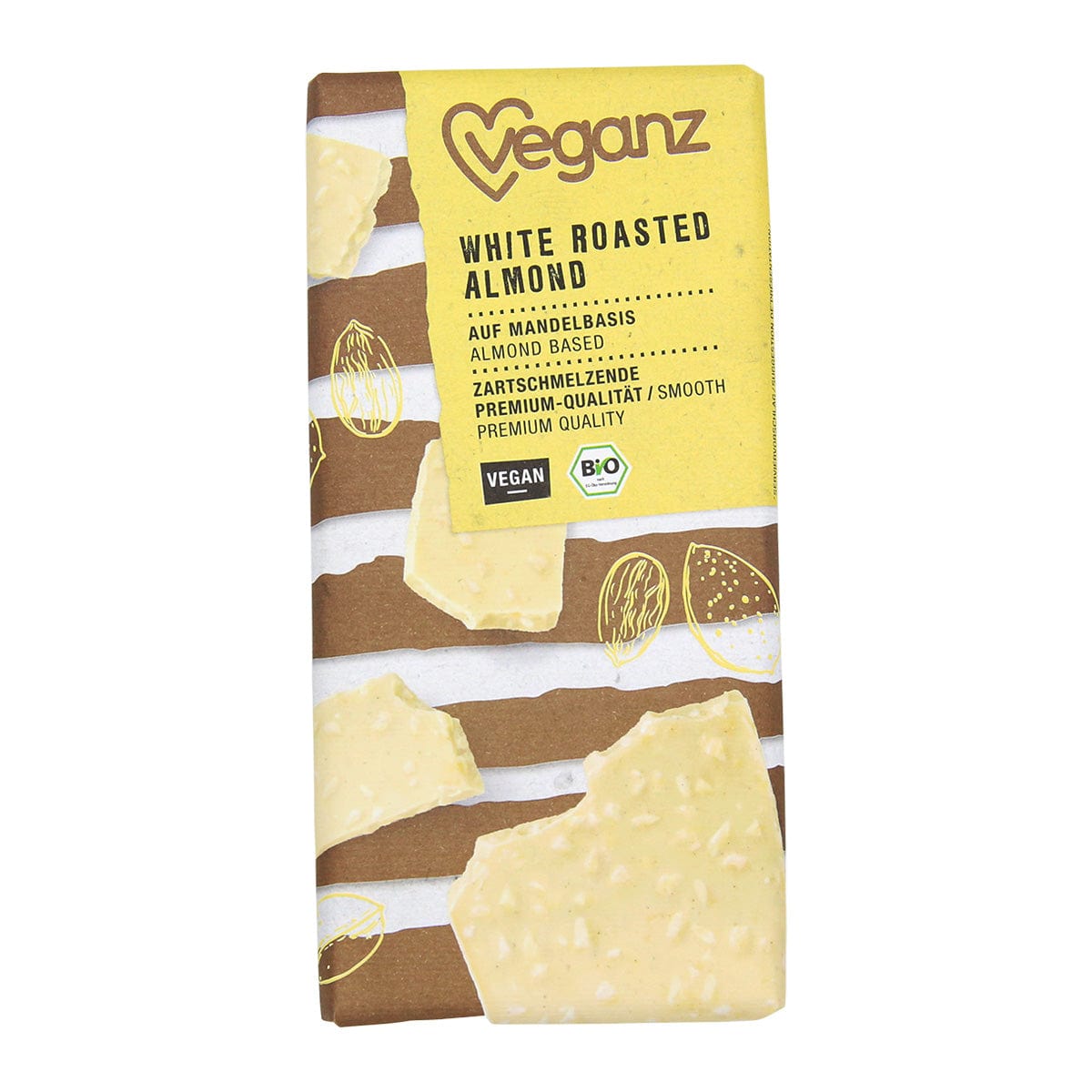 Bio Weiße Schokolade mit gerösteten Mandeln, 80g