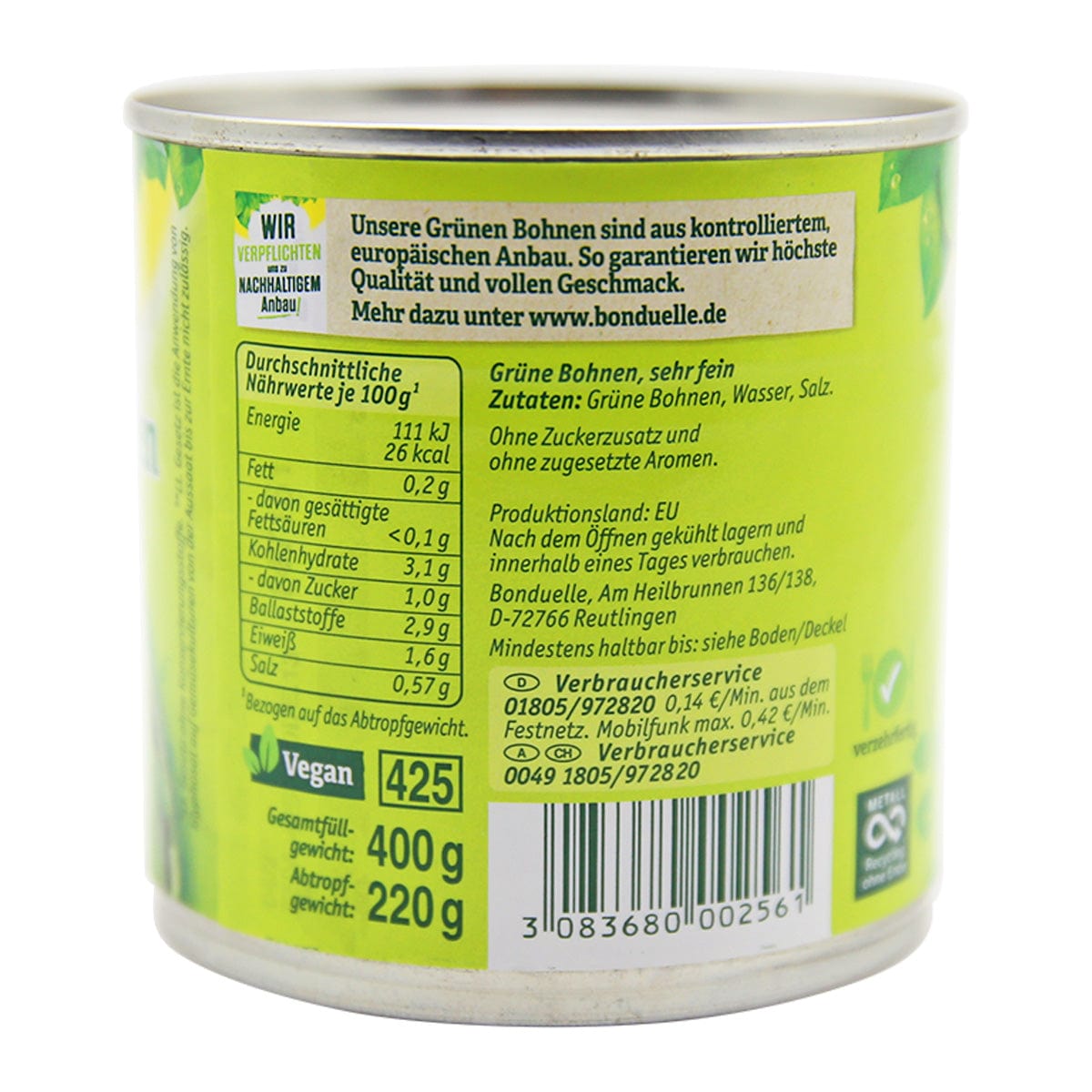 Grüne Bohnen zart und fein, 220g