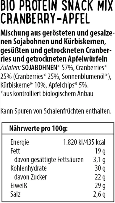 Landgarten Bio Müsli- oder Salattopping / Protein Snack Mix - Cranberry & Apfel, 15g