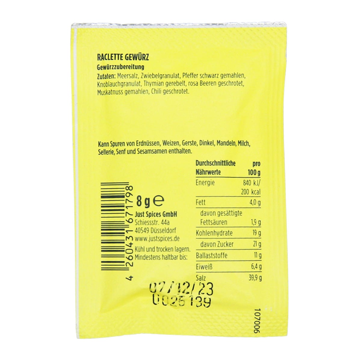 Raclette Gewürzmischung Minitütchen, 5x 8g