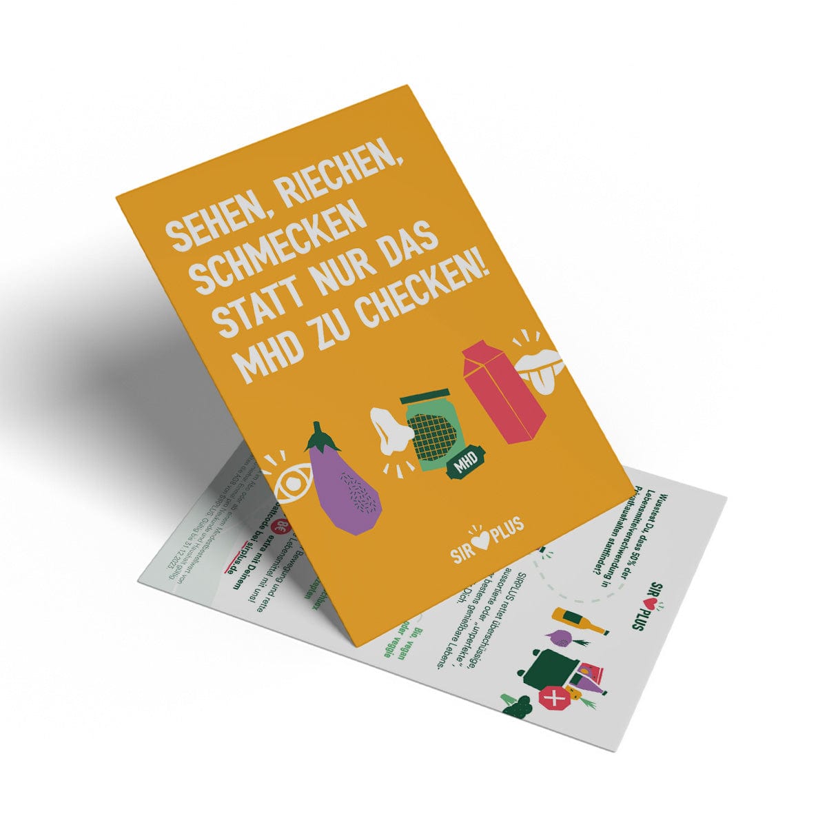 SIRPLUS Sirplus Postkarte, Sehen, Riechen, SCHMECKEN SATT NUR DAS MHD ZU CHECKEN!