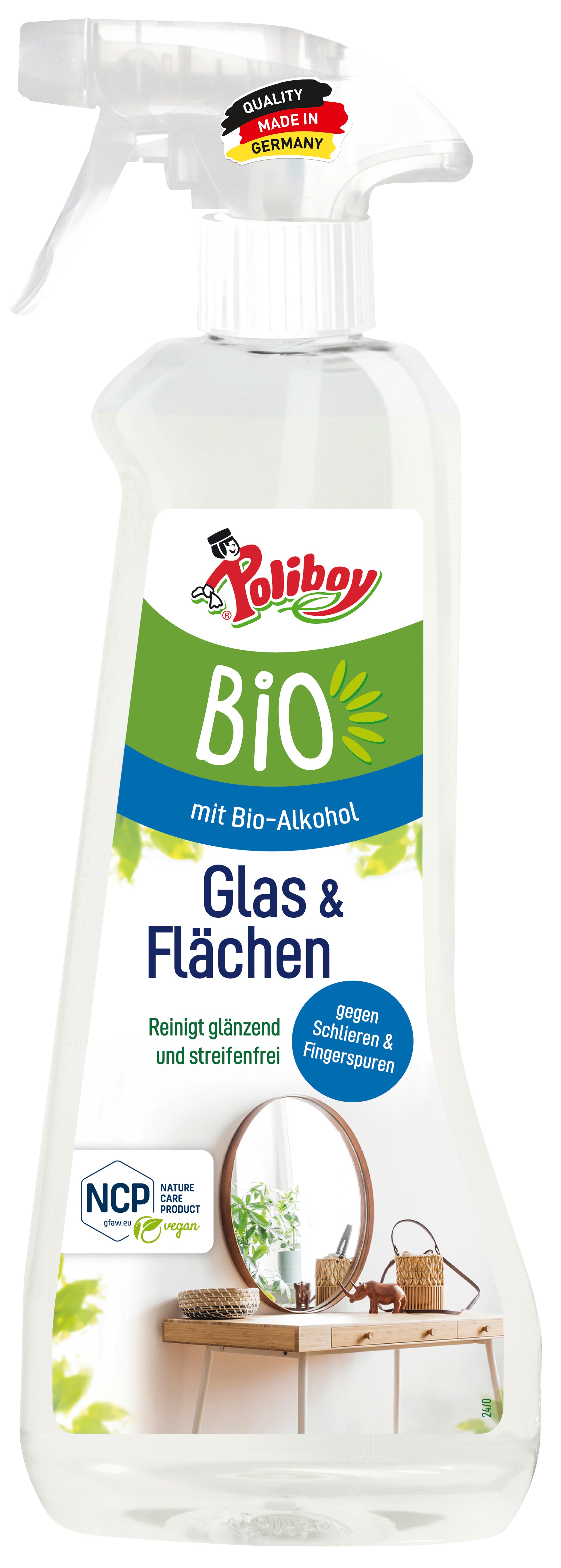 POLIBOY NCP Glas & Flächen Reiniger - Vegan, 0,5L