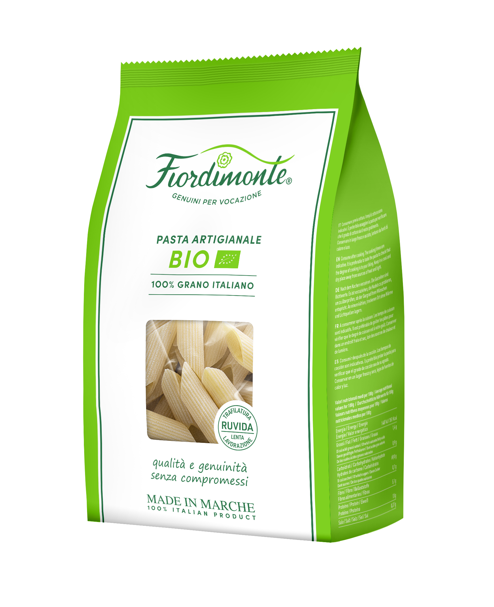 Fiordimonte Mezze Penne - Vegan & Bio, 500g