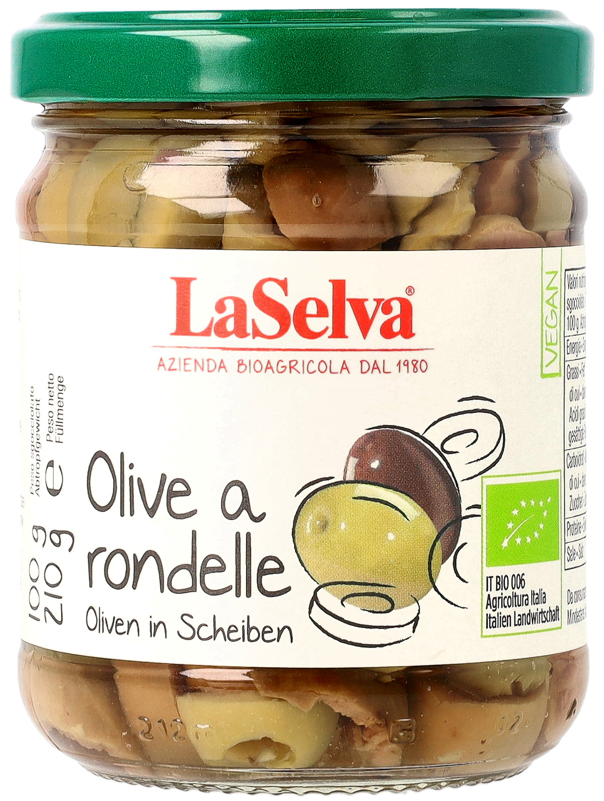 LaSelva Oliven in Scheiben - Bio & Vegan, 210g