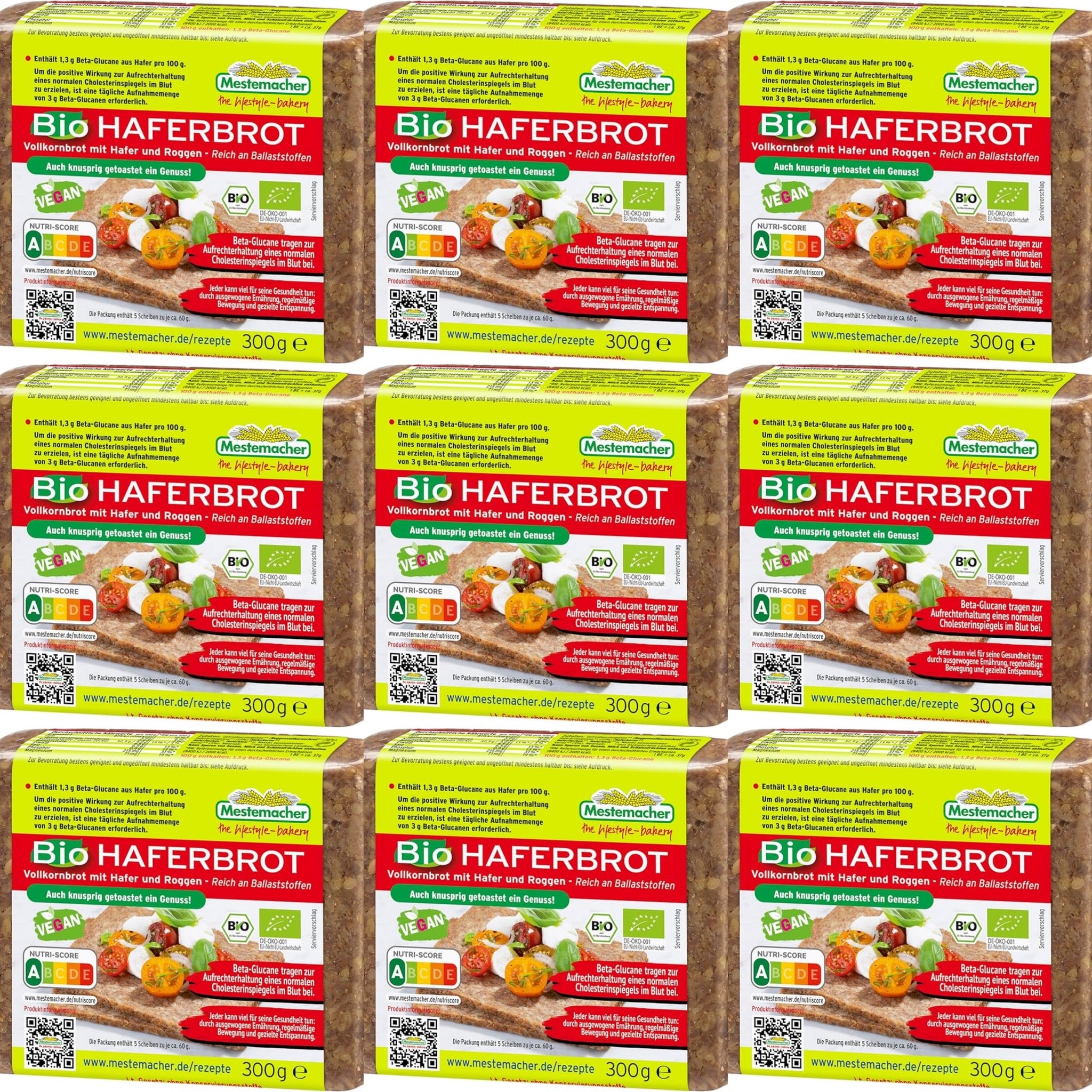 Mestemacher Haferbrot - Vegan & Bio, 9x300g