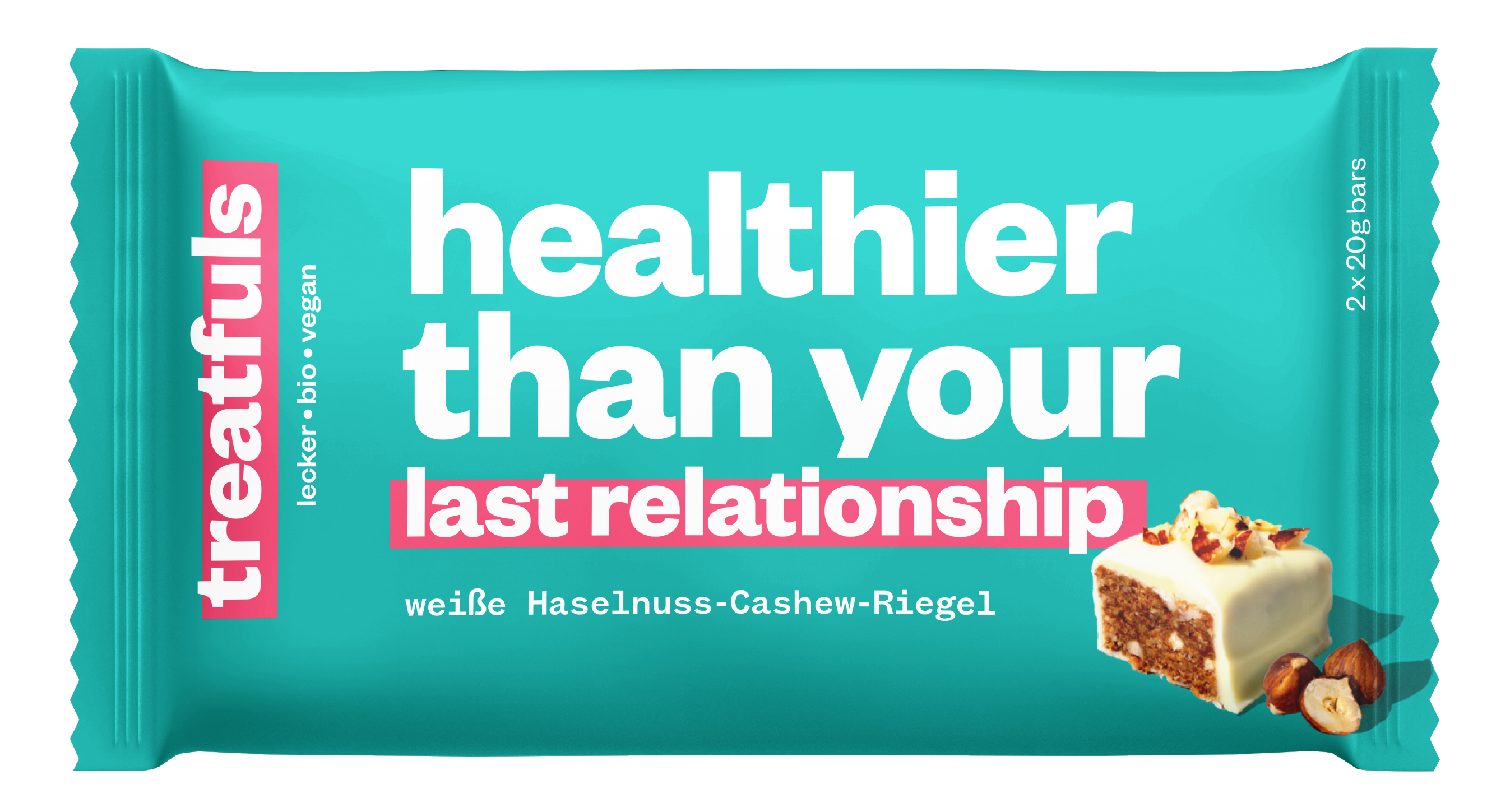 Treatfuls Weiße Vegane Haselnuss-Cashew-Riegel (2 × 20 g)
