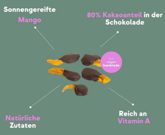 Amanase Bio-Mango in 80% Zartbitterschokolade, 100g