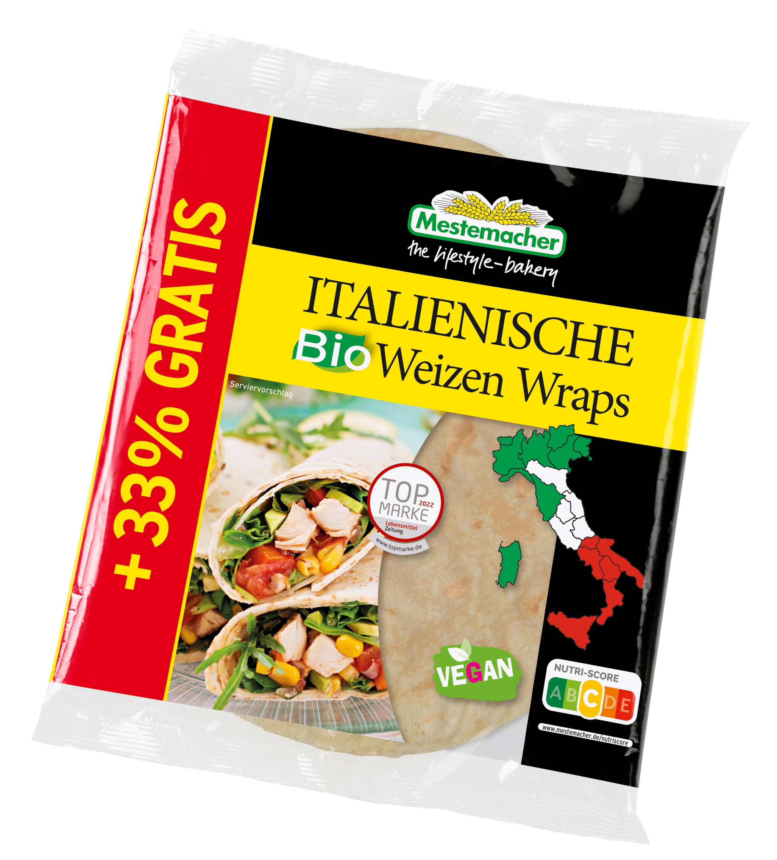 Mestemacher Italienische Weizen Wraps - Vegan & Bio, 300g