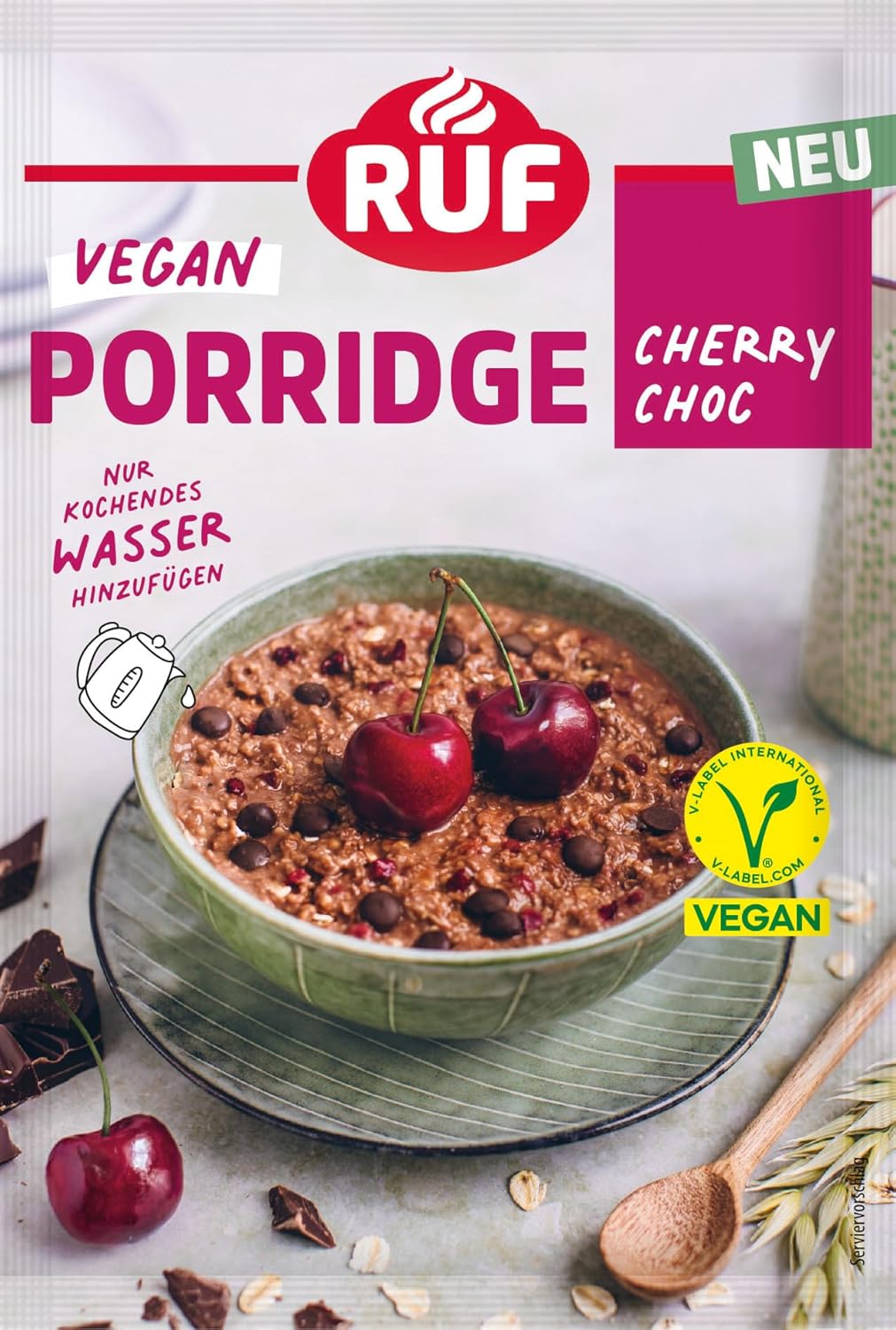 RUF Porridge Cherry Choc - Vegane Haferbrei mit Zartbitter-Schokolade & Kirschen